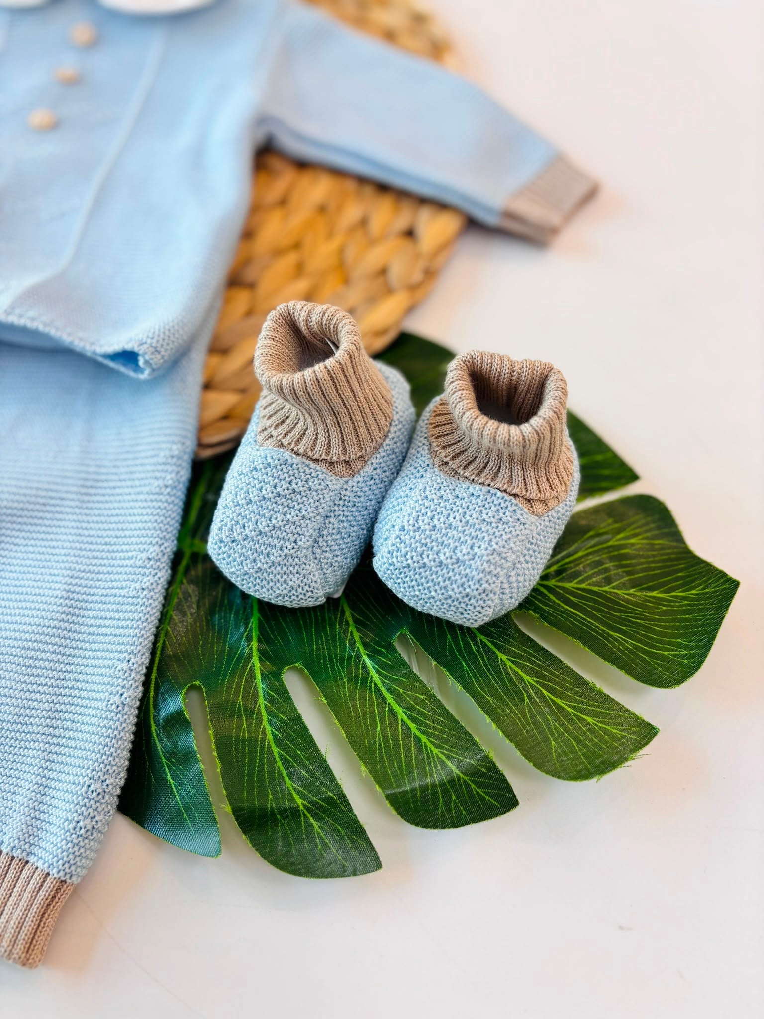 COMPLETO CON PARURE 100% FILO DI COTONE CIELO - Noi da piccoli