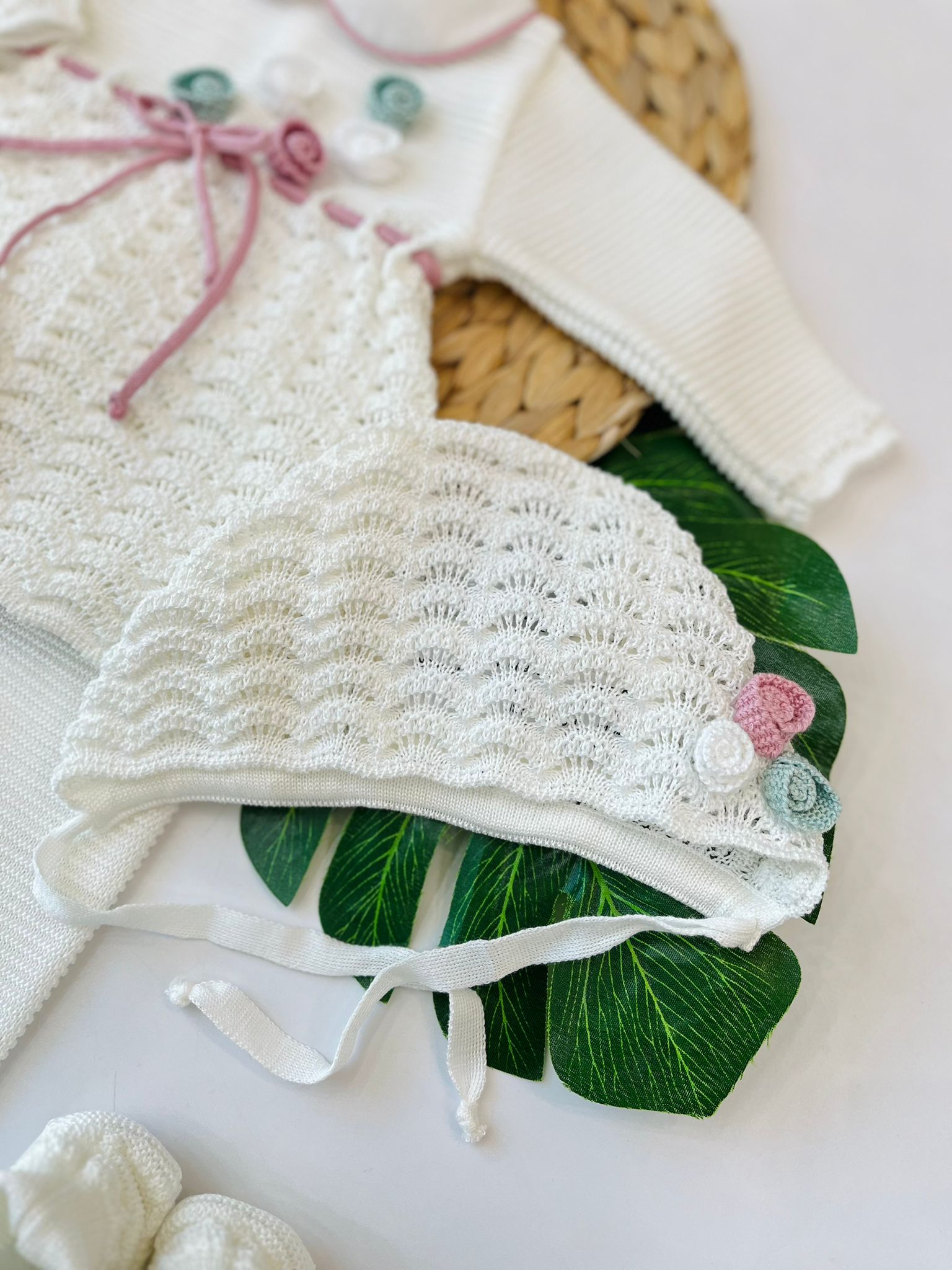 COMPLETO CON PARURE 100% FILO DI COTONE VANIGLIA MULTICOLOR - Noi da piccoli