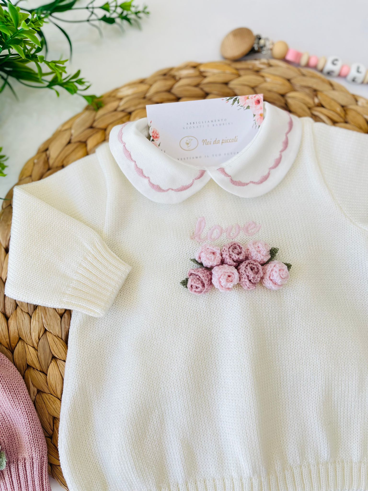 COMPLETO CON PARURE LOVE 100% LANA MARSALA - Noi da piccoli