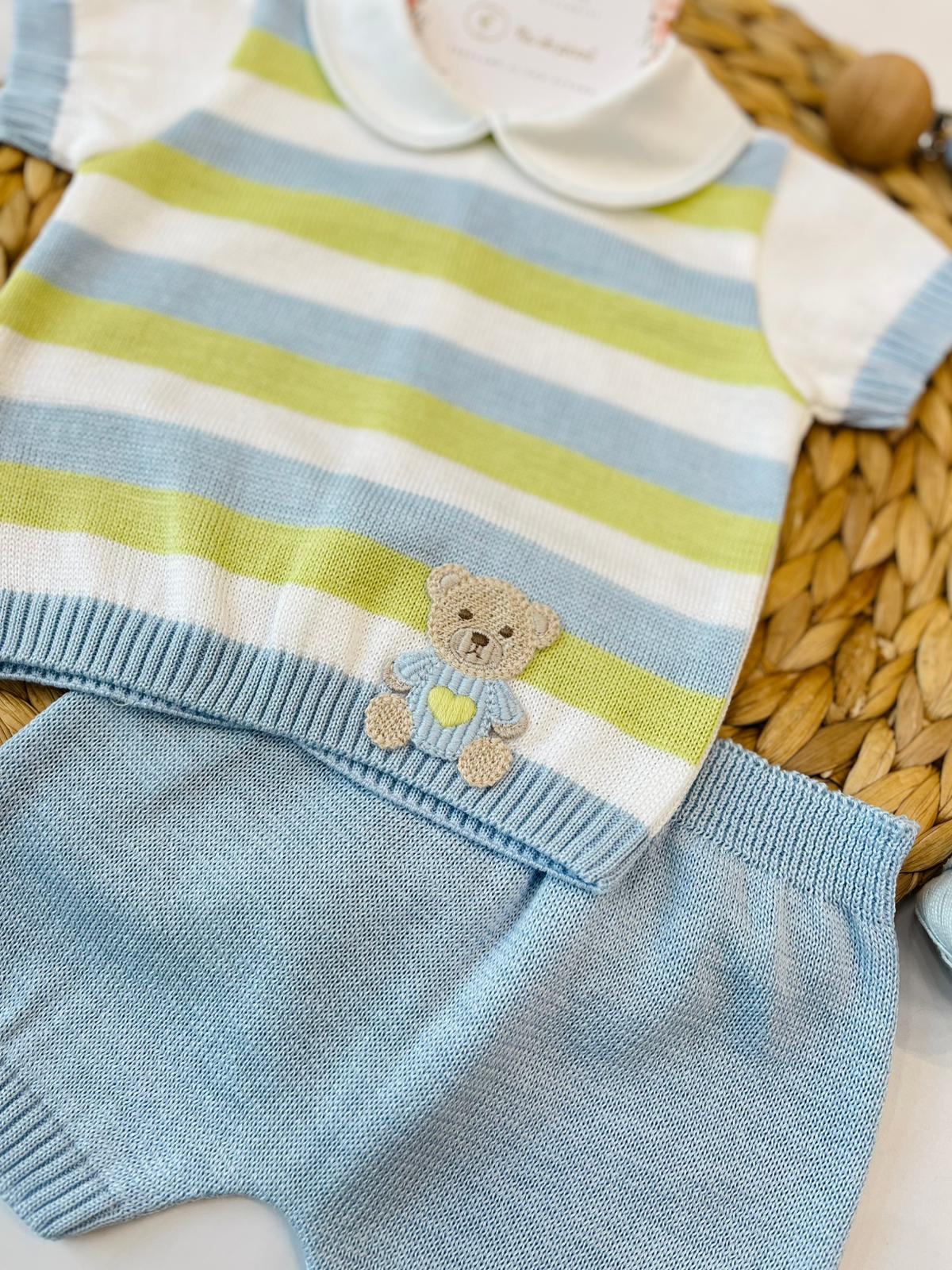 COMPLETO CORTO CON BABBUCCE 100% FILO DI COTONE POLVERE LIME - Noi da piccoli