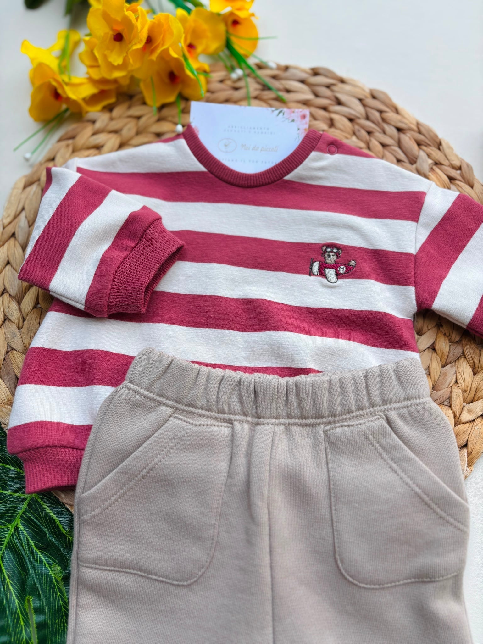 COMPLETO COTONE CALDO BORDEAUX - Noi da piccoli