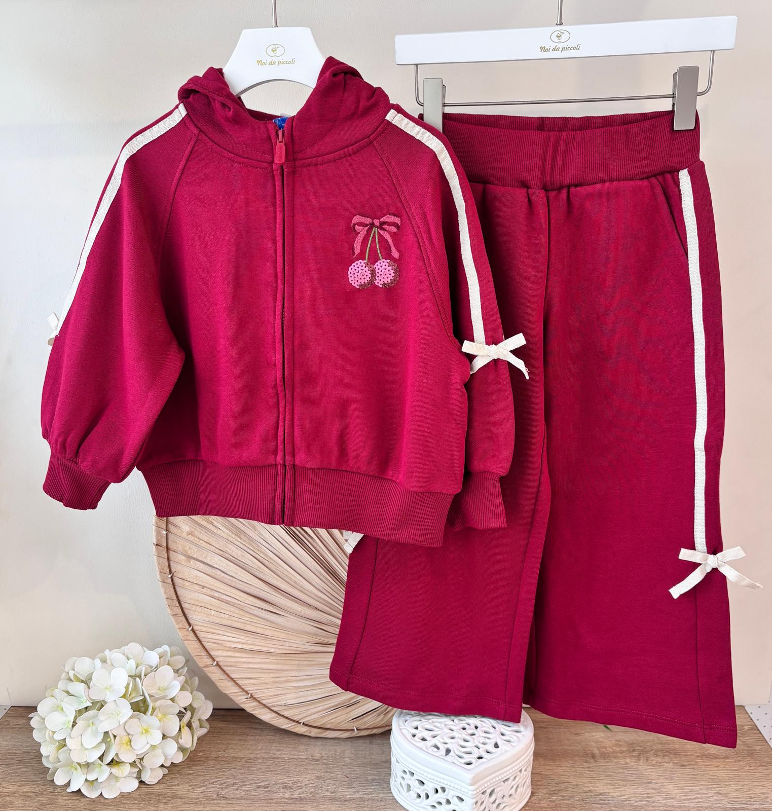 COMPLETO COTONE CALDO BORDEAUX - Noi da piccoli