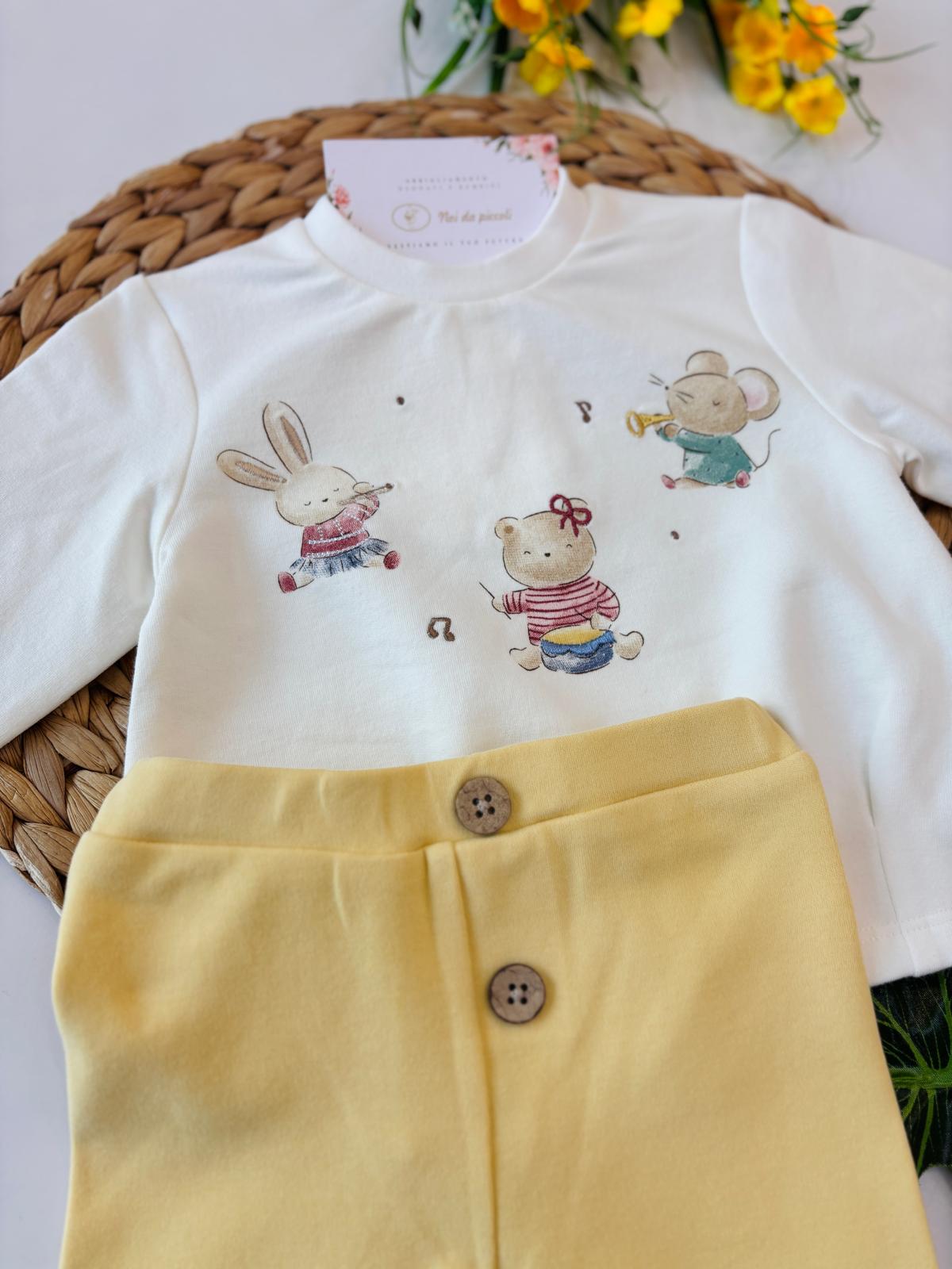 COMPLETO COTONE CALDO GIALLO - Noi da piccoli