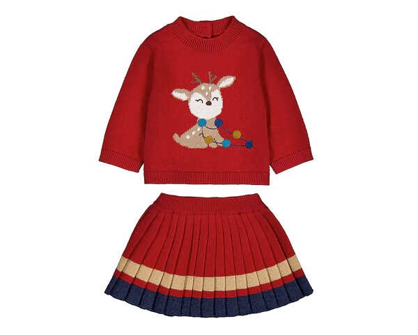 COMPLETO COTONE CALDO ROSSO CON RENNA - Noi da piccoli