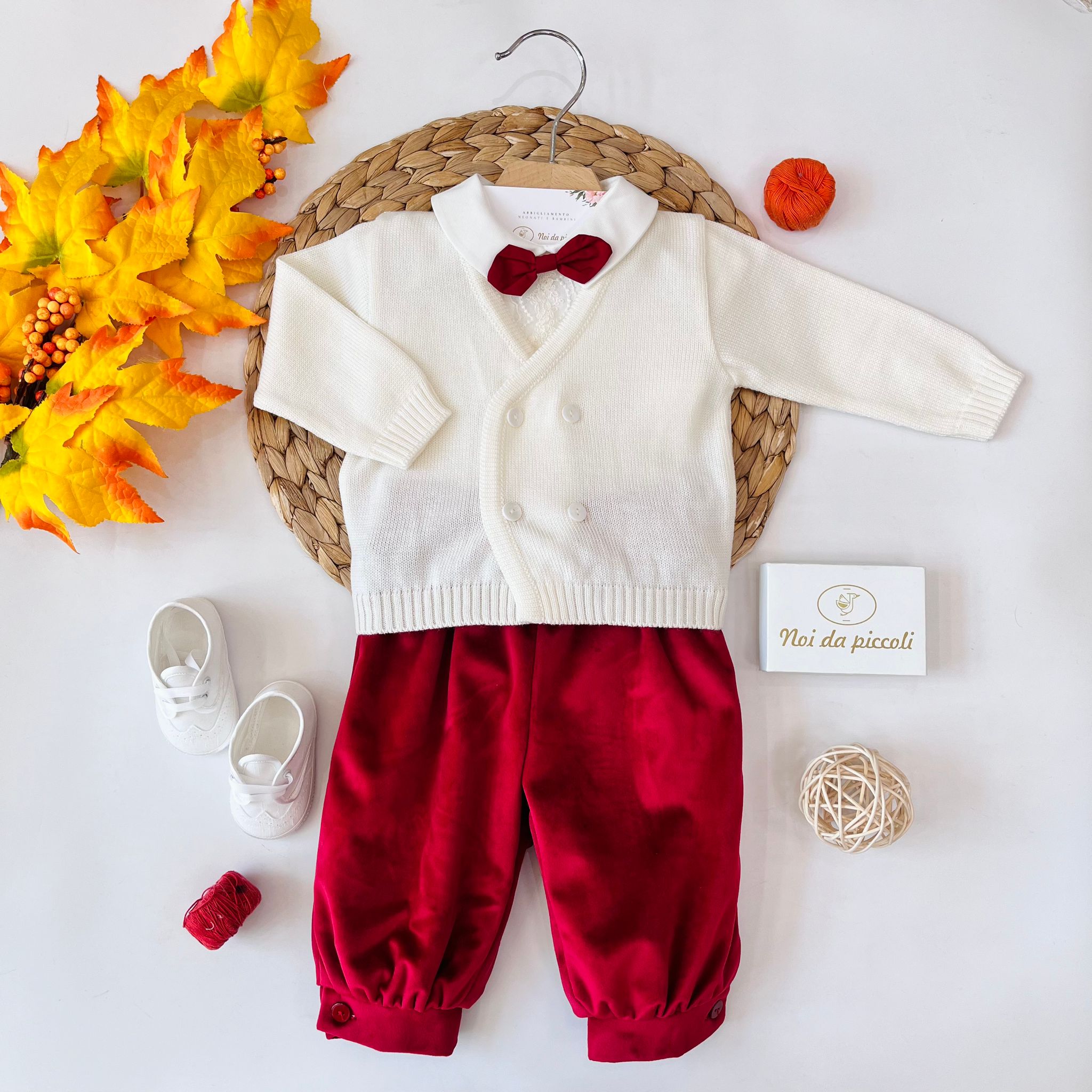 COMPLETO ELEGANTE 4PZ VANIGLIA ROSSO - Noi da piccoli