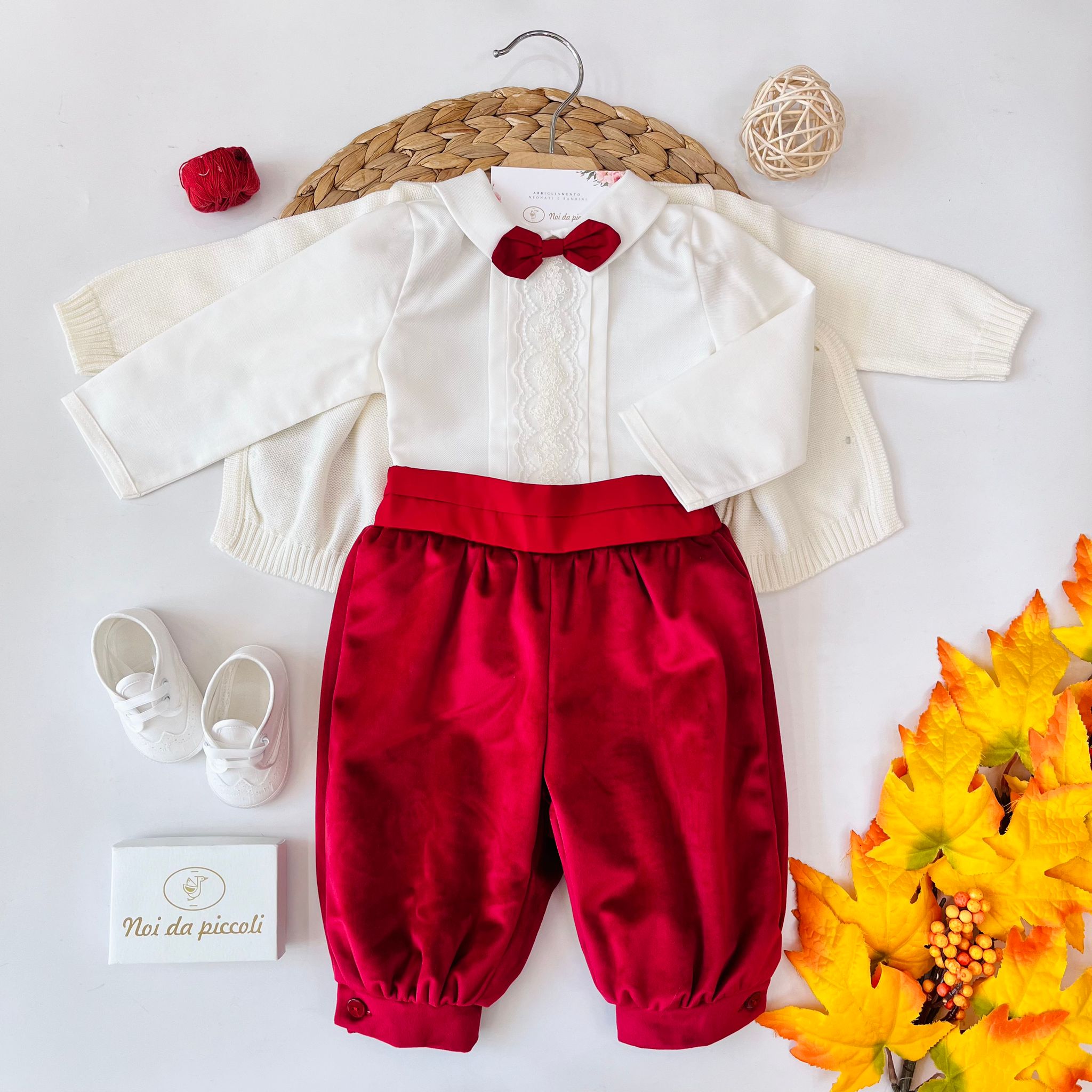 COMPLETO ELEGANTE 4PZ VANIGLIA ROSSO - Noi da piccoli