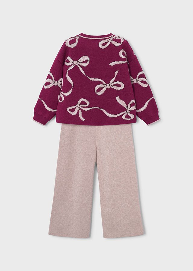 COMPLETO FUCSIA CON FIOCCHETTI IN FILATO CALDO - Noi da piccoli