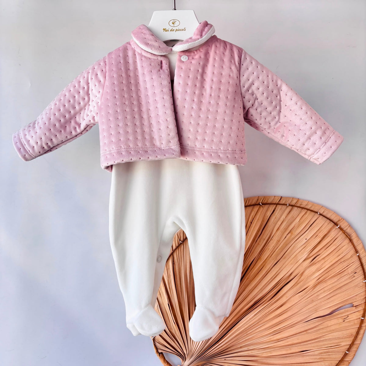 Cream Chenille Set with Pink Teddy Deolinda