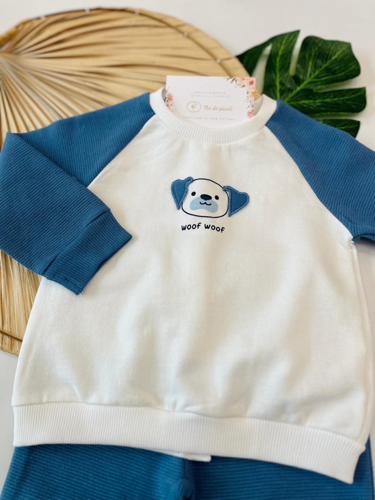 COMPLETO IN COTONE CALDO BLU - Noi da piccoli