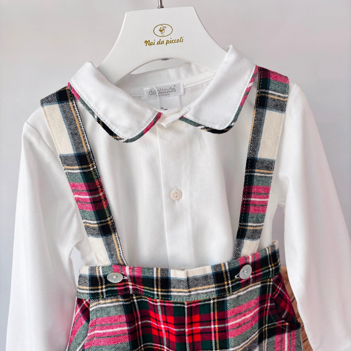 BRUSHED COTTON SET WITH TARTAN PRINT WHITE TARTAN - Noi da piccoli