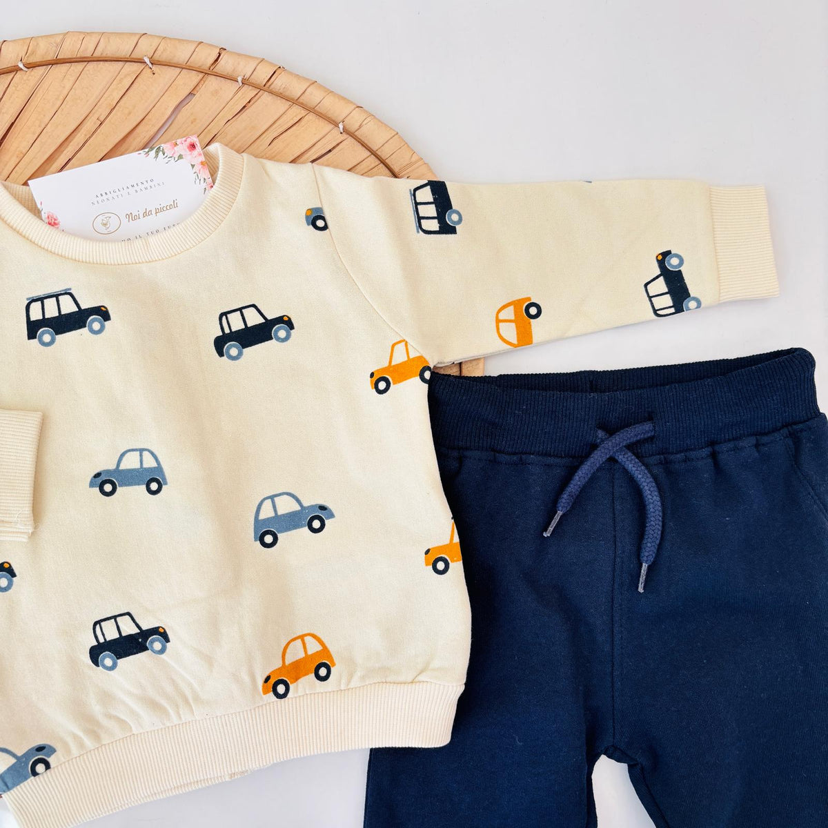 Blue Brushed Cotton Set with Little Cars STREET MONKEY - Noi da piccoli
