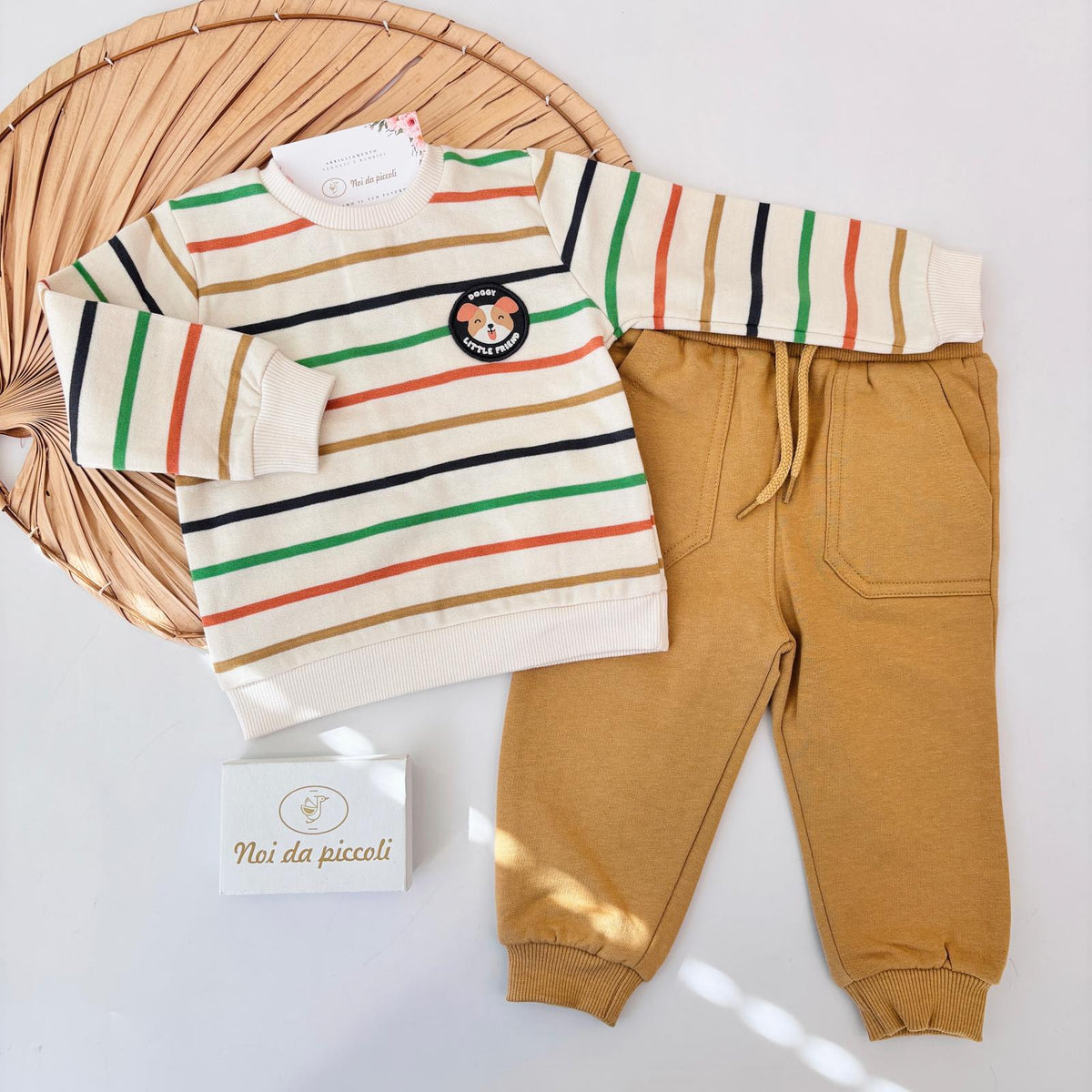 Mustard Striped Brushed Cotton Set STREET MONKEY