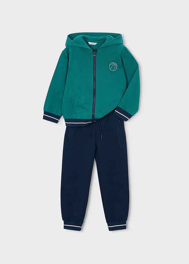 COMPLETO IN COTONE CALDO PETROLIO TEMA BASKET - Noi da piccoli