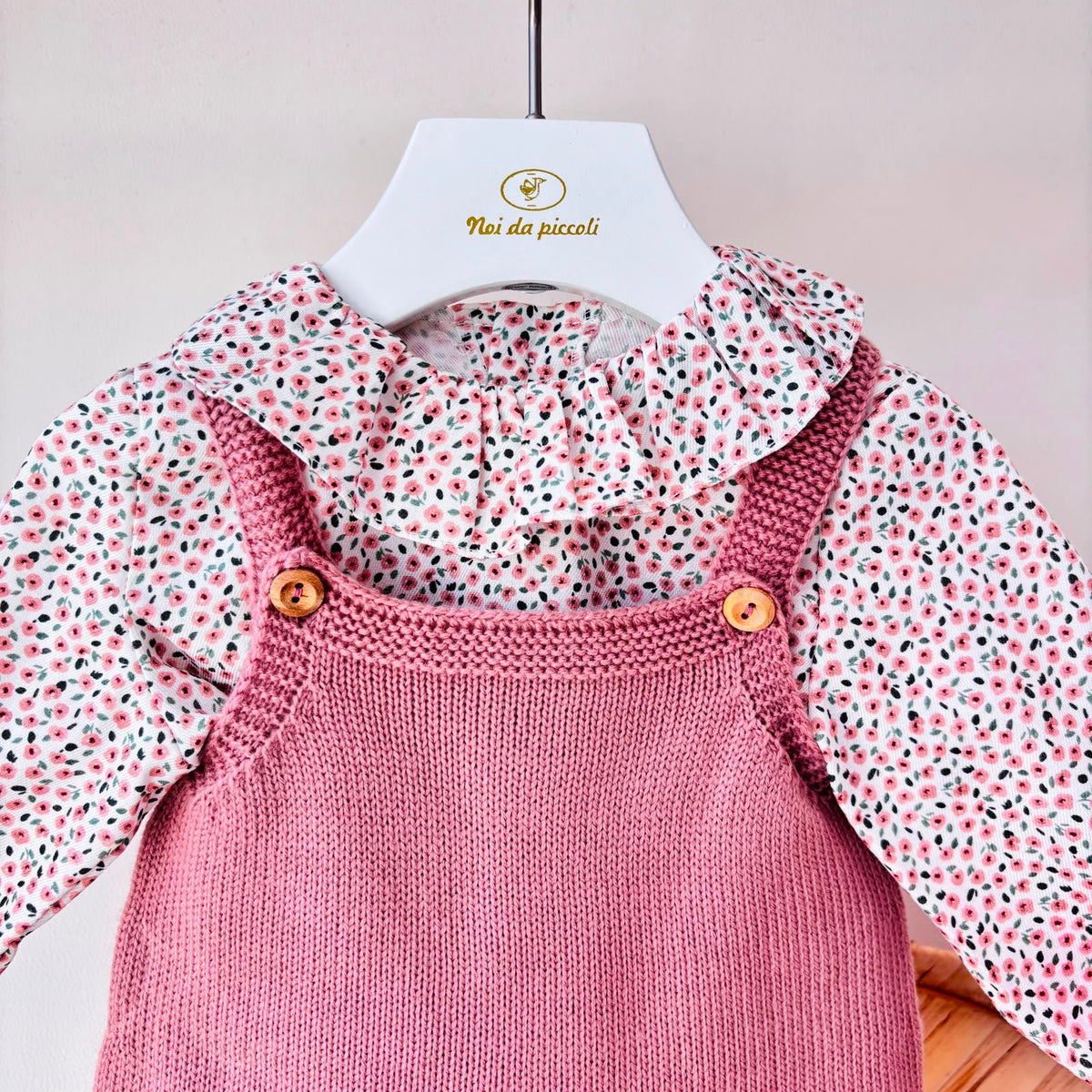 COMPLETO IN COTONE CALDO ROSA - Noi da piccoli