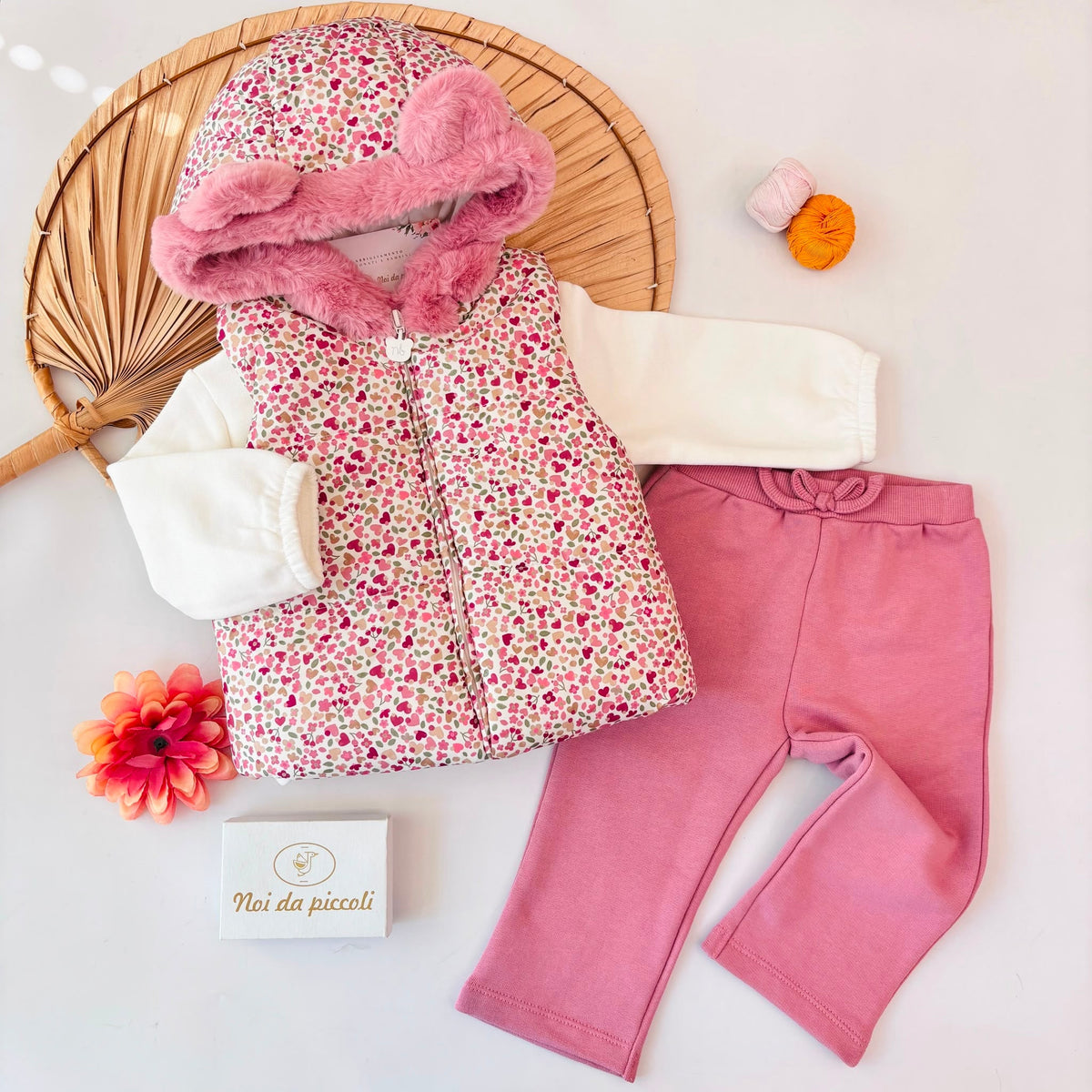 Completo in Cotone Caldo Rosa con Fantasia Floreale Mayoral