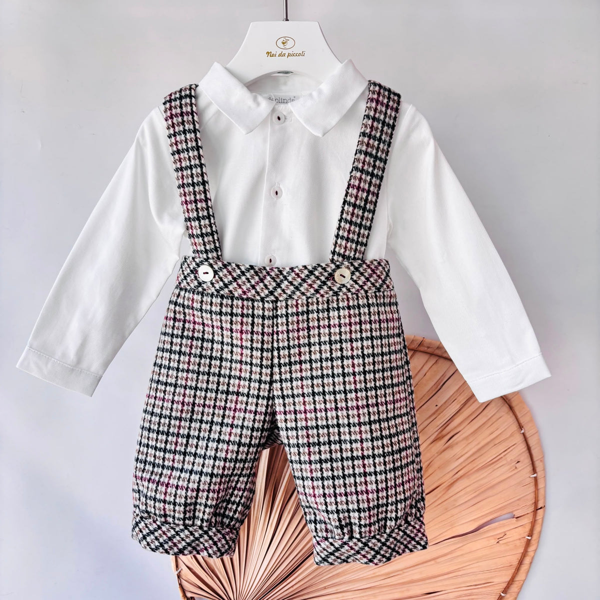 Beige Brushed Cotton Check Set Deolinda