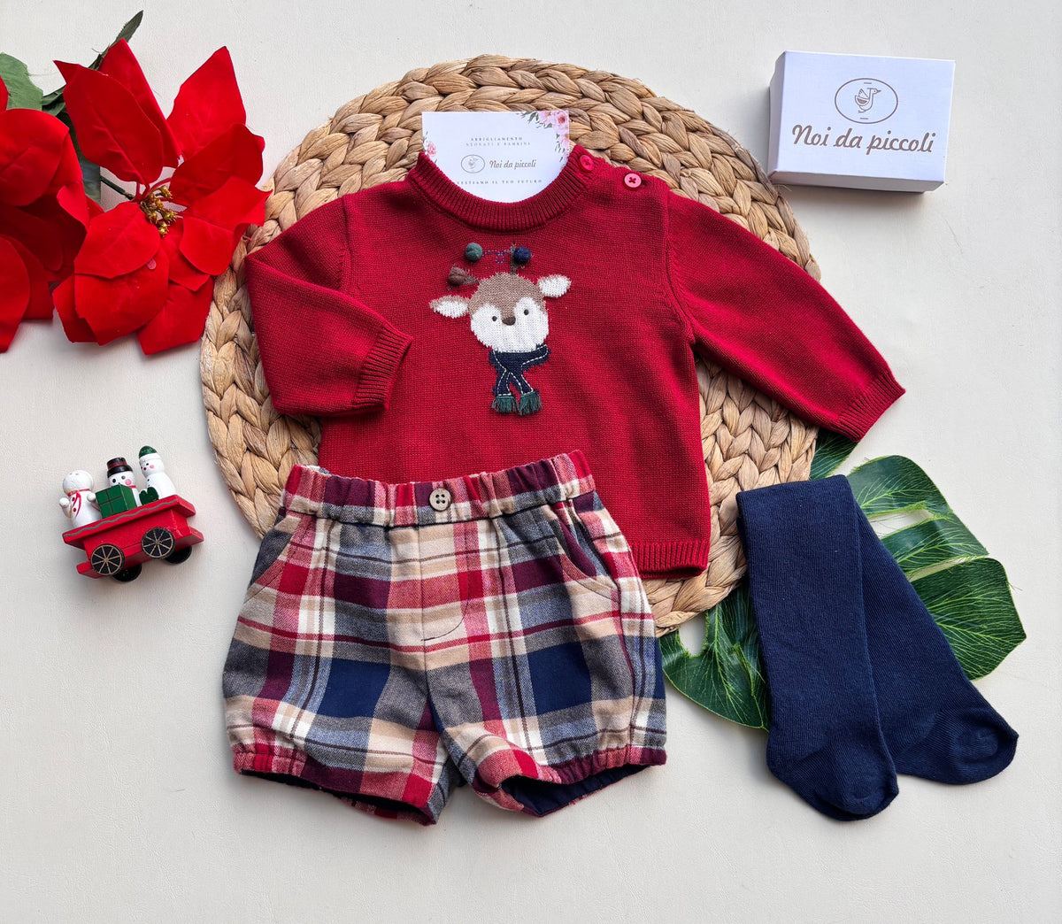 COMPLETO IN FILATO CALDO ROSSO BLU - Noi da piccoli