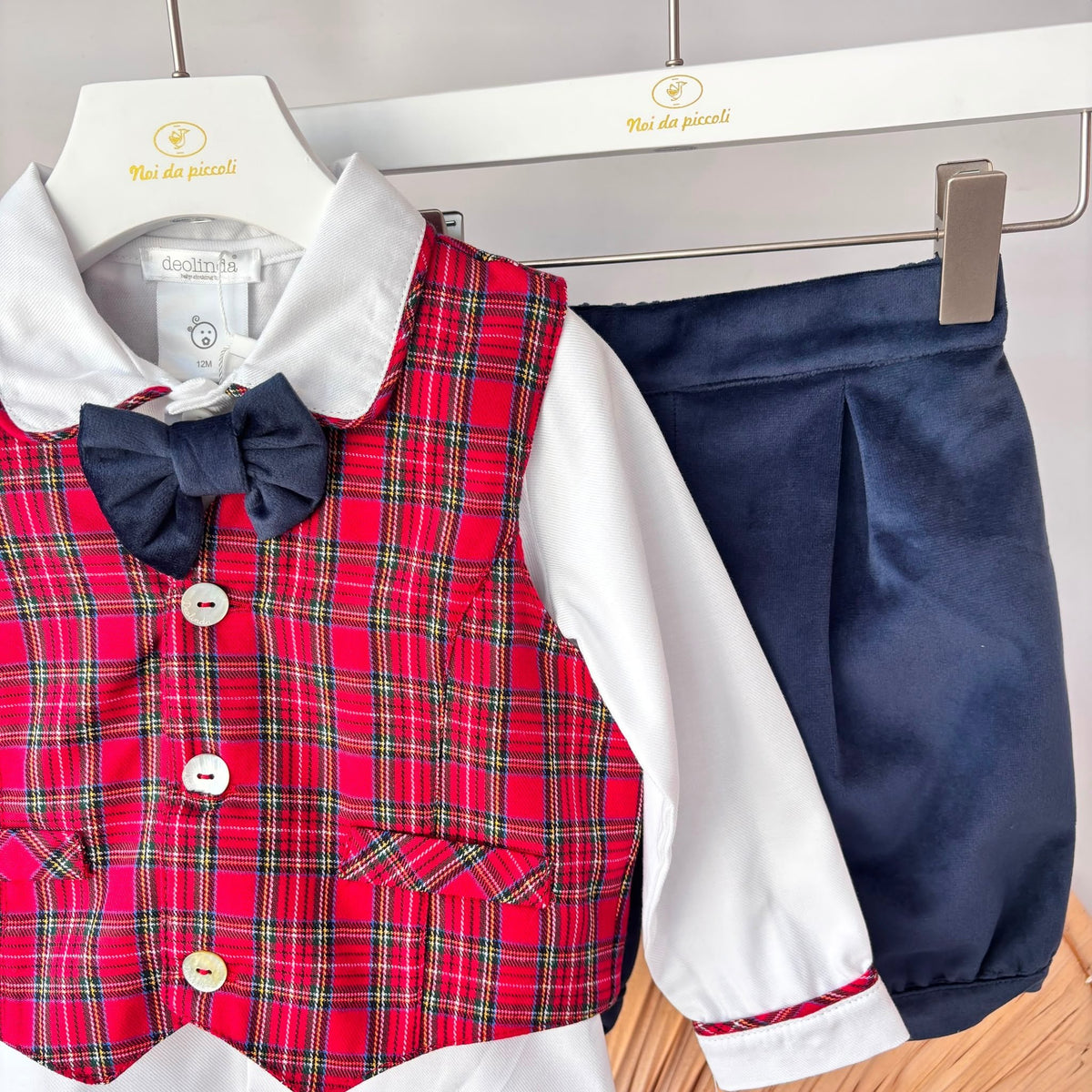 Blue Velvet Set with Tartan Print Deolinda - Noi da piccoli