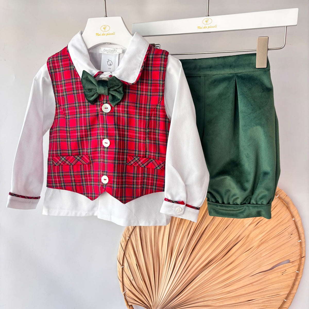 Green Velvet Set with Tartan Print Deolinda