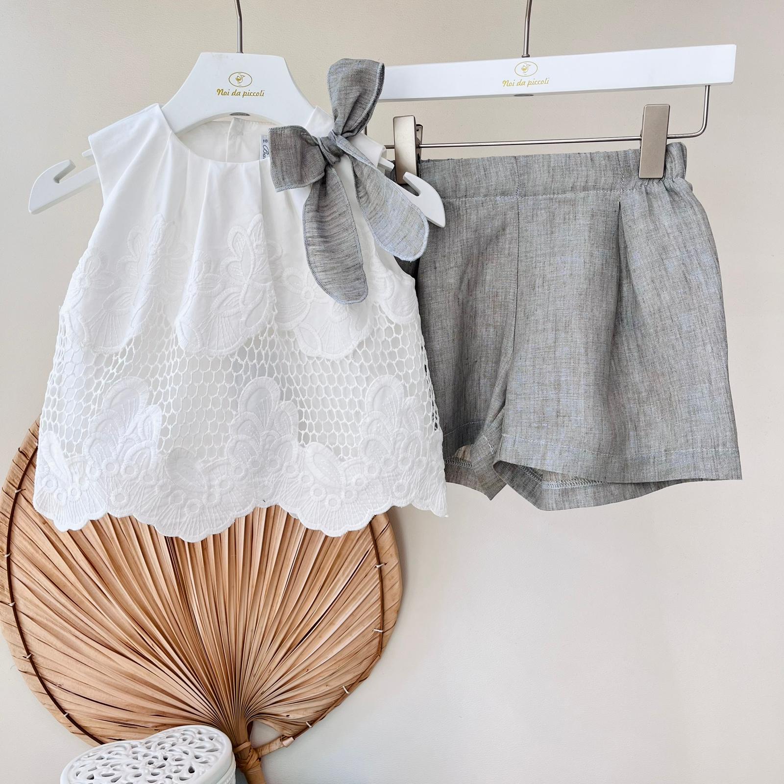 COMPLETO LINO E COTONE Grigio - Noi da piccoli