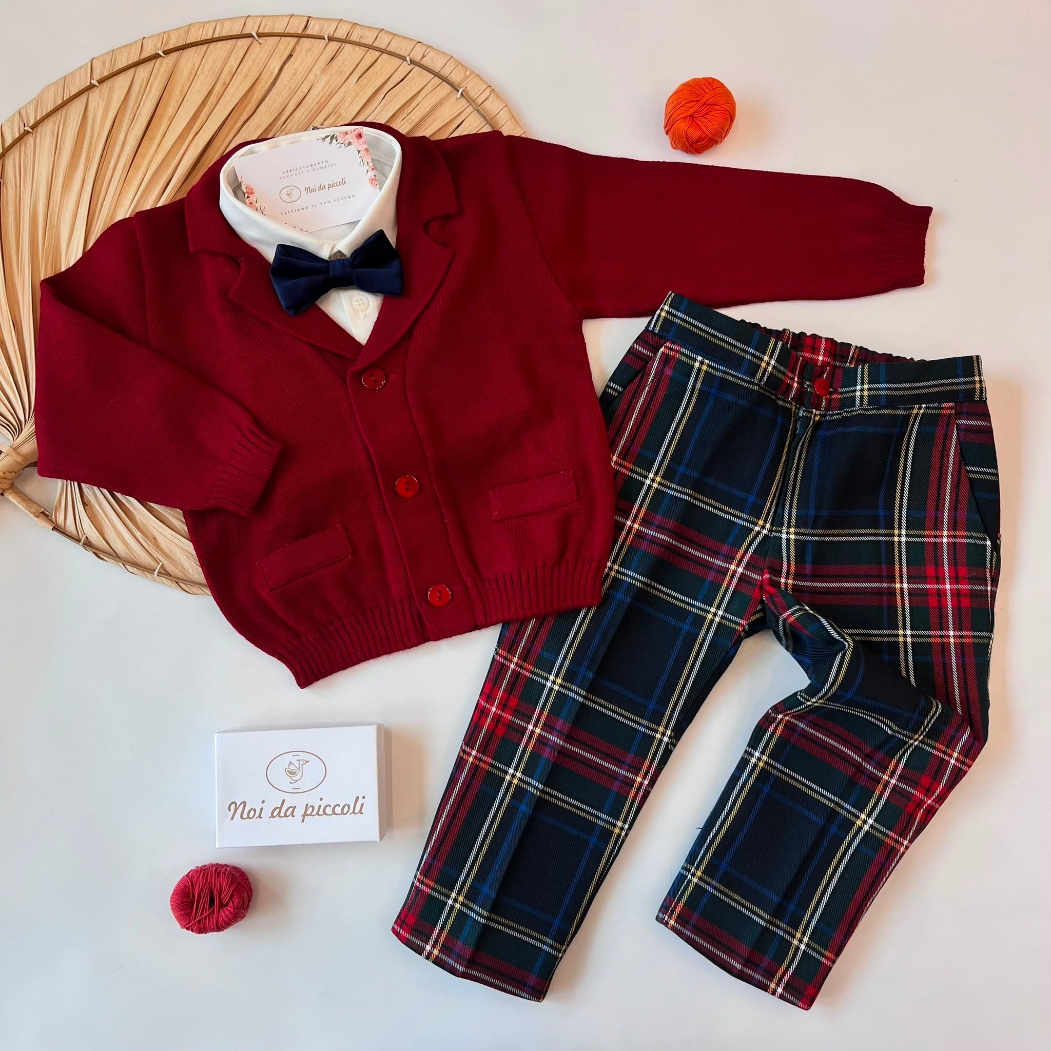 COMPLETO TARTAN BORDEAUX - Noi da piccoli