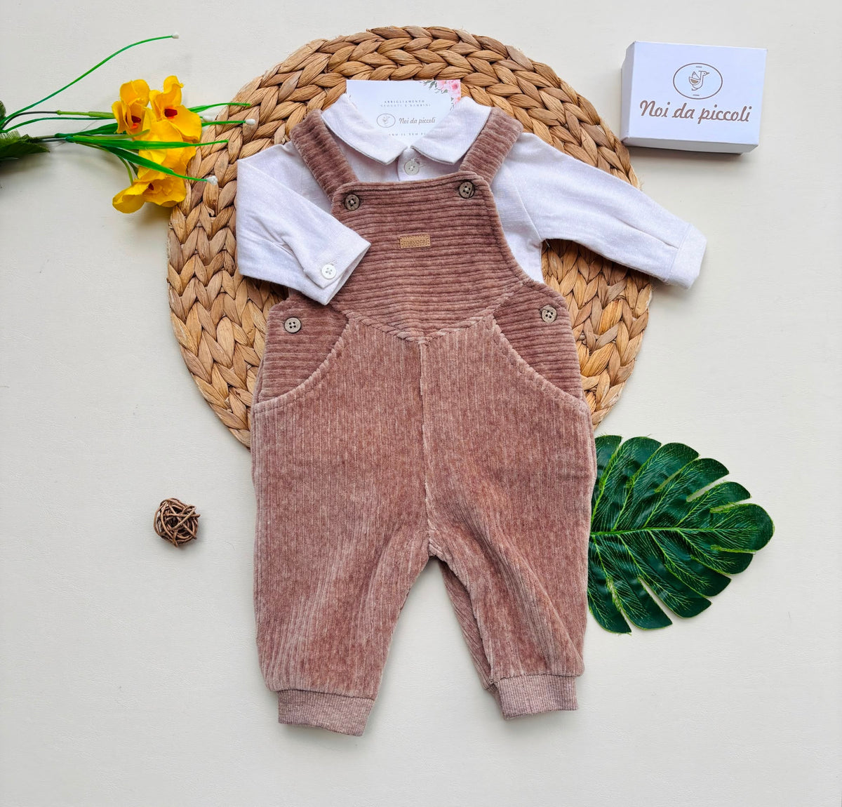 COMPLETO VELLUTINO A COSTINE Marrone - Noi da piccoli