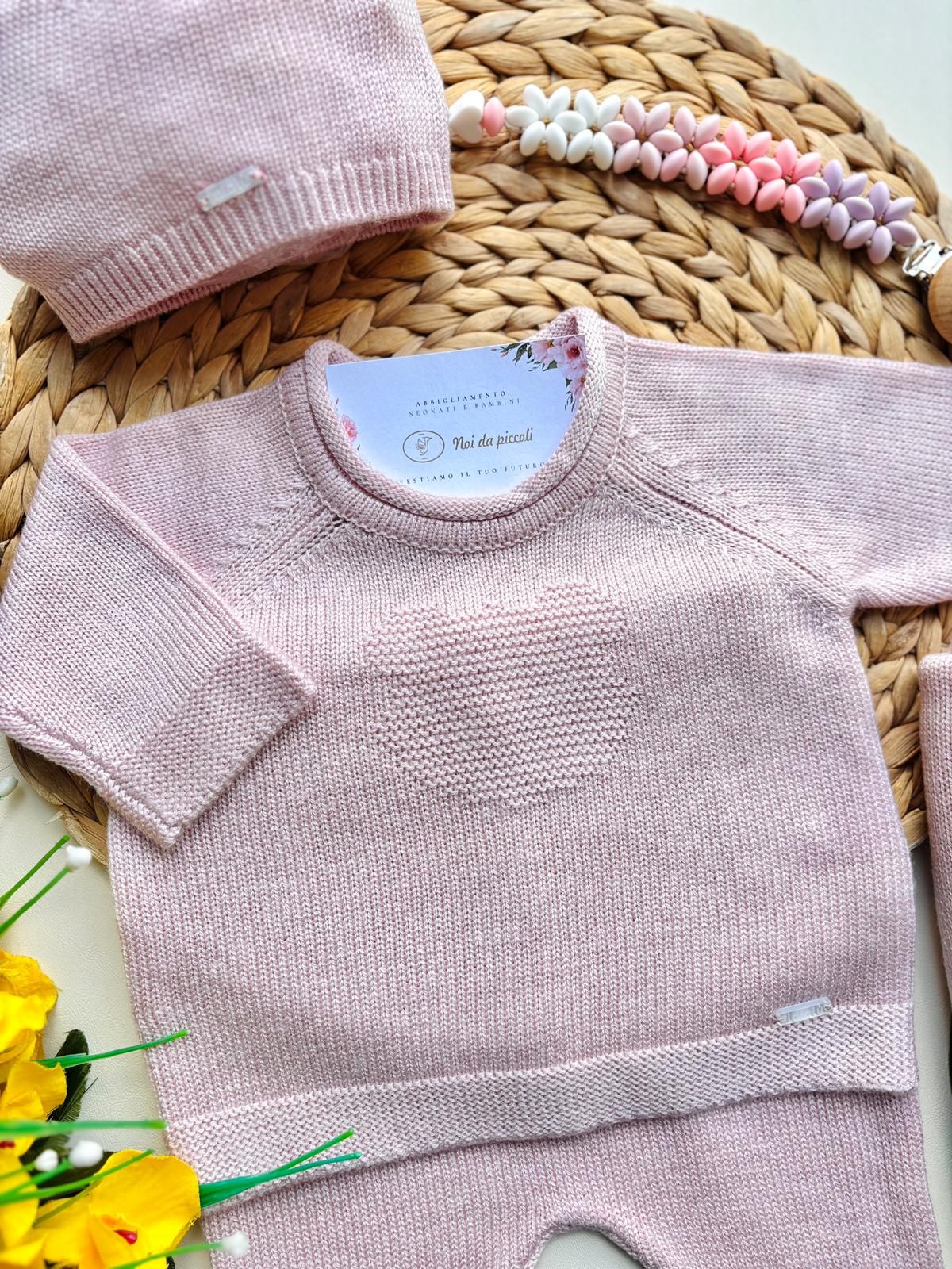 COORDINATO NASCITA FILATO CALDO ROSA - Noi da piccoli