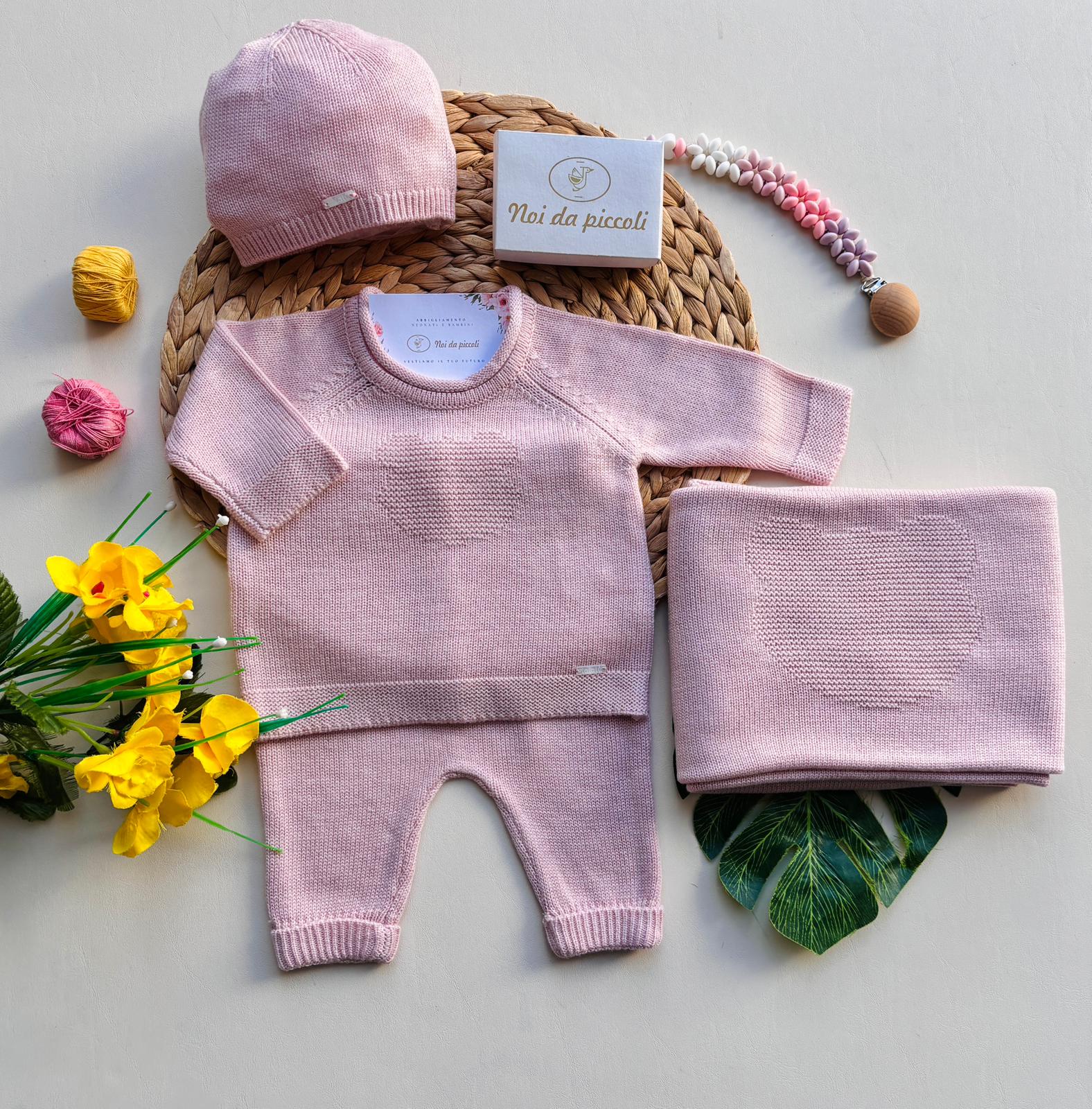 COORDINATO NASCITA FILATO CALDO ROSA - Noi da piccoli