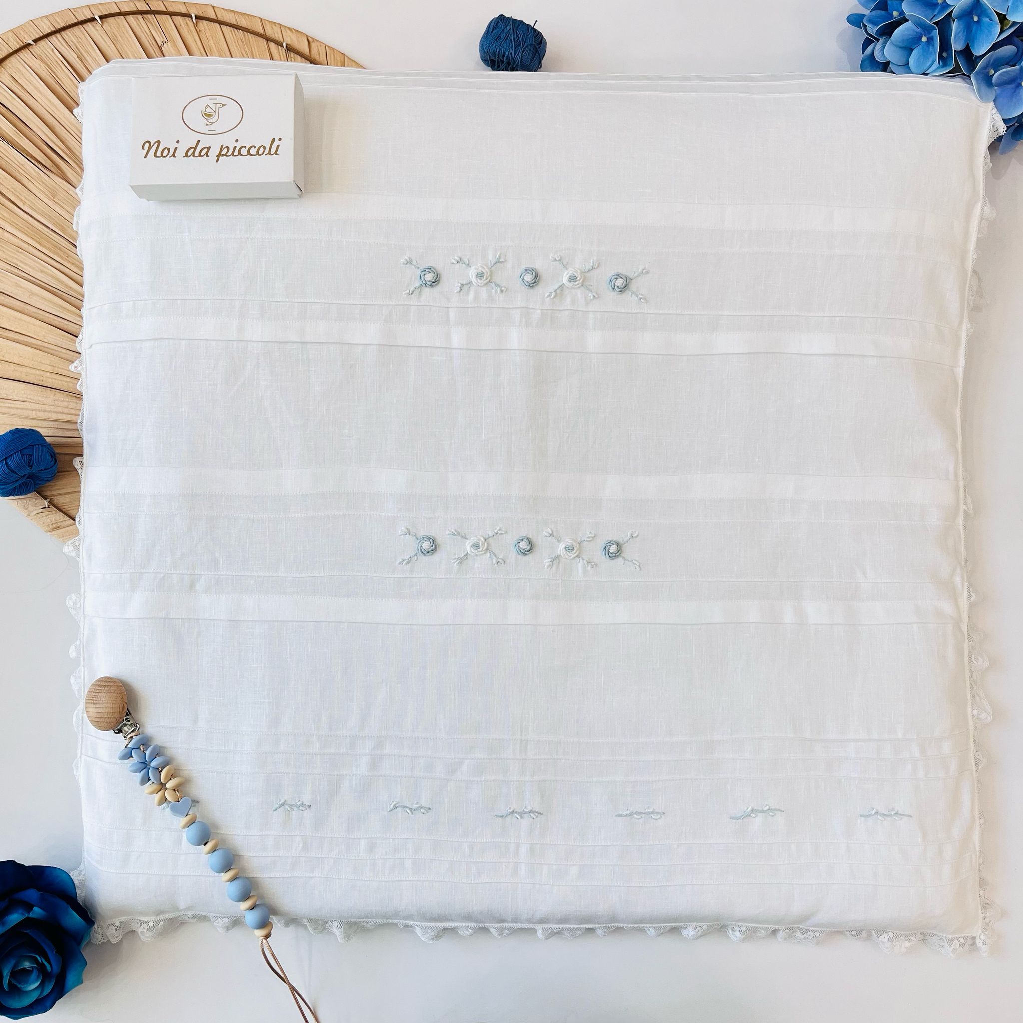 COORDINATO REALIZZATO A MANO BISSO DI LINO Bianco - Noi da piccoli