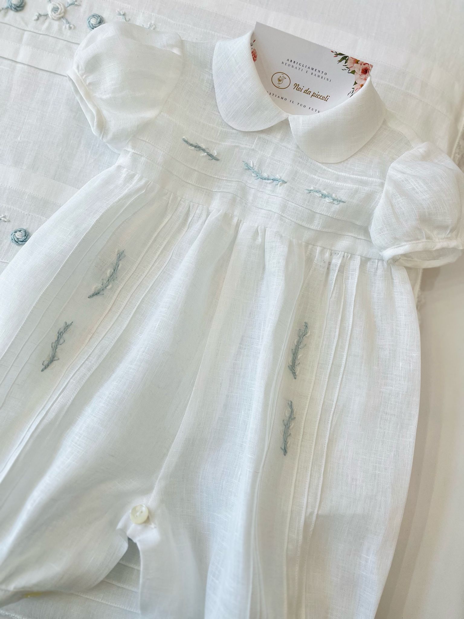 COORDINATO REALIZZATO A MANO BISSO DI LINO Bianco - Noi da piccoli