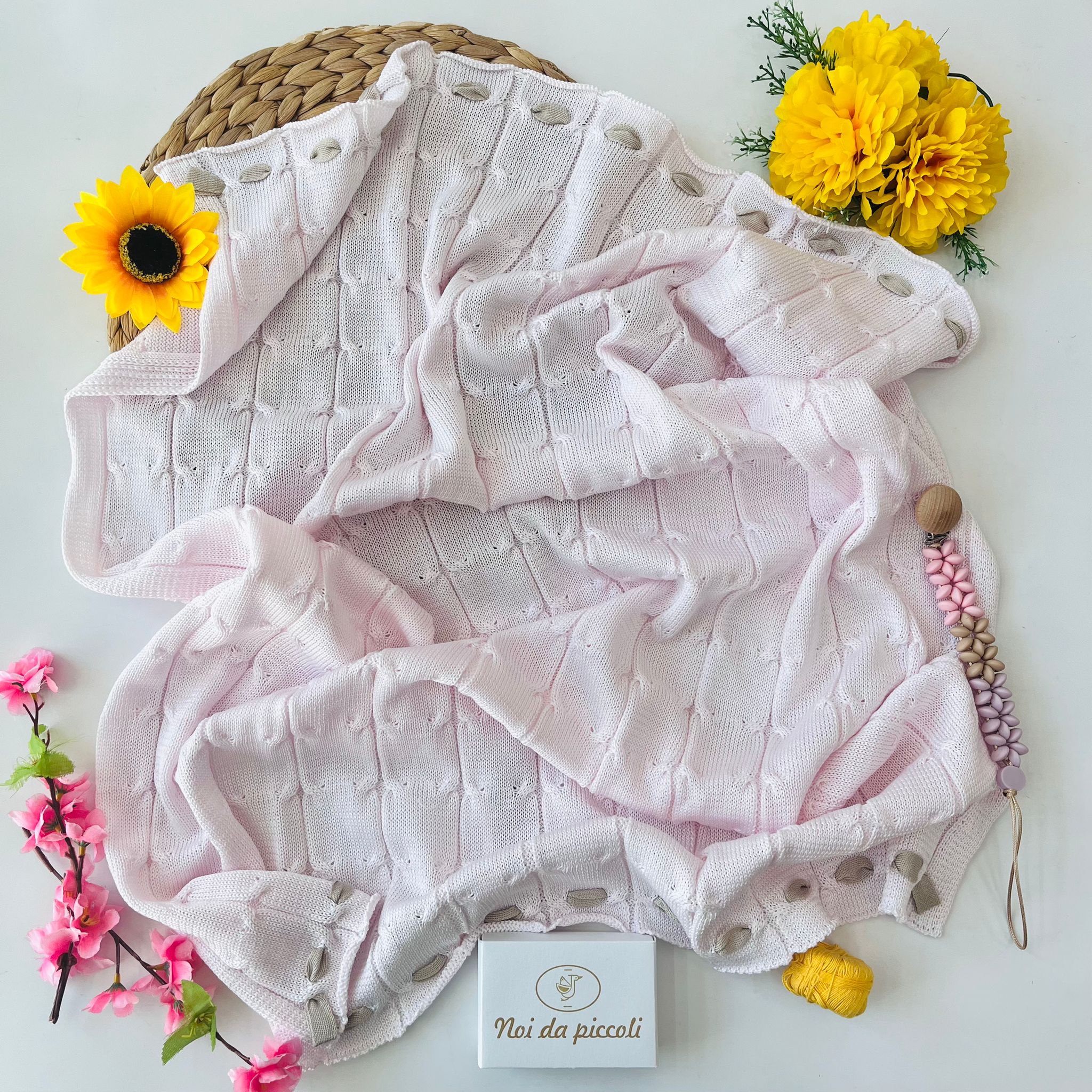 Coperta 100 % COTONE Rosa - Noi da piccoli