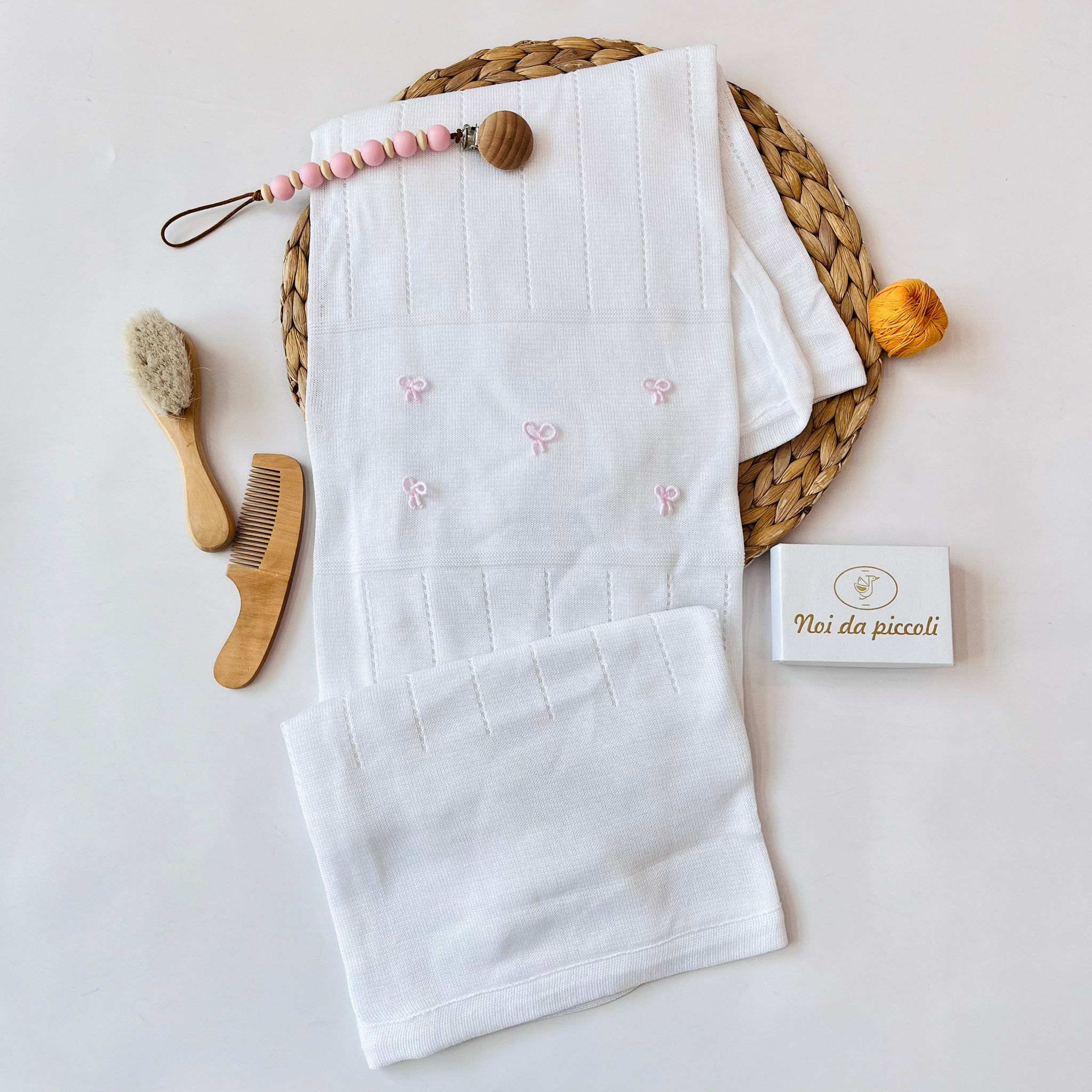 COPERTINA 100 % COTONE BIANCO ROSA - Noi da piccoli