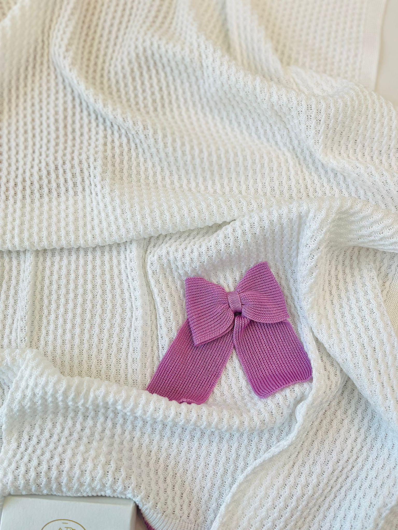 COPERTINA 100% FILO DI COTONE BIANCO CICLAMINO - Noi da piccoli