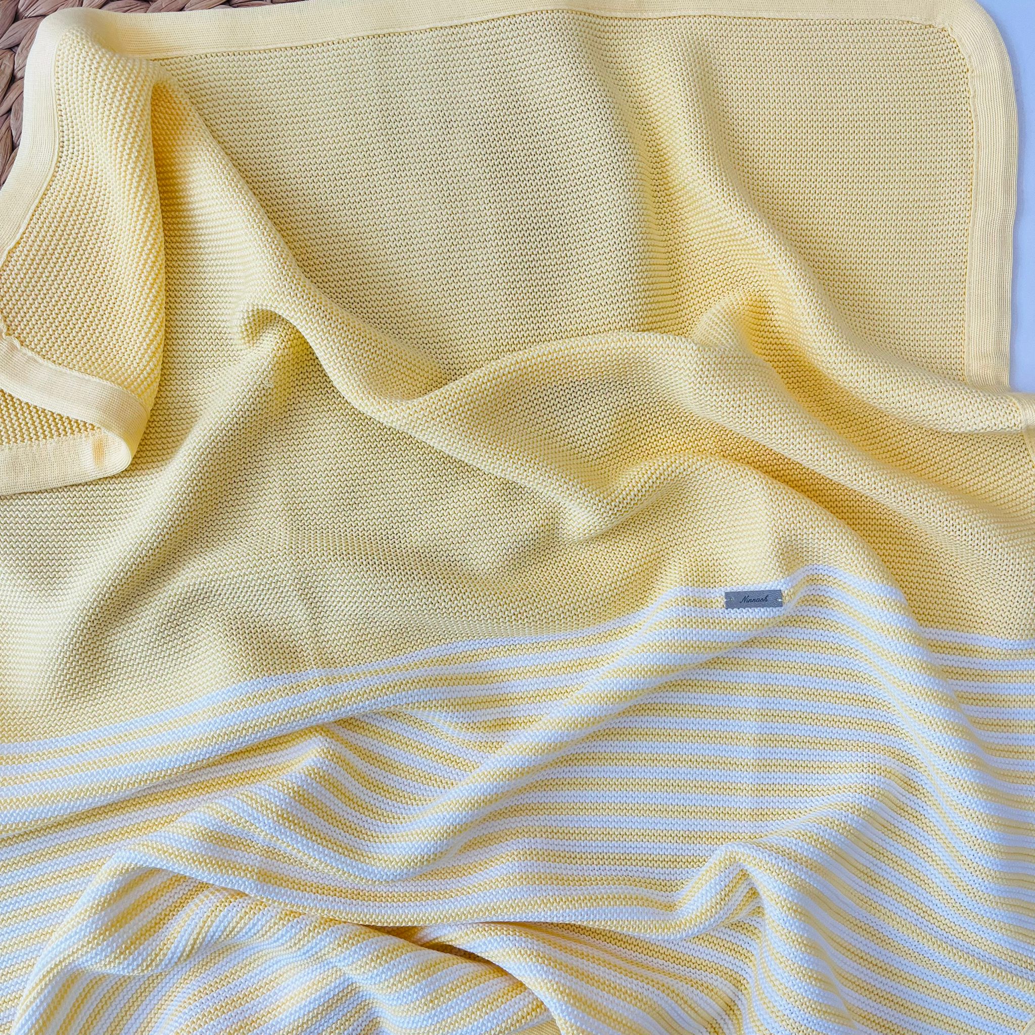 COPERTINA 100% FILO DI COTONE GIALLO E BIANCO - Noi da piccoli