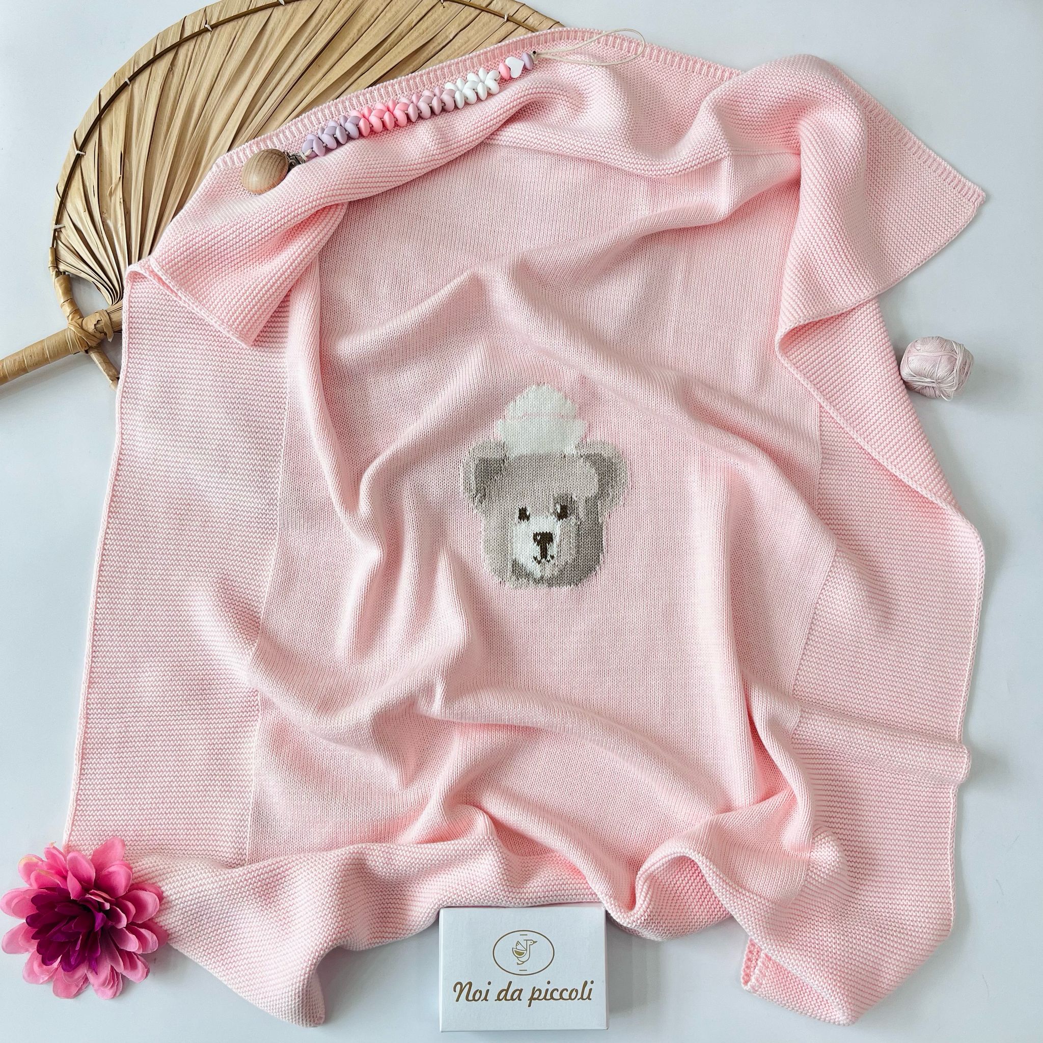 COPERTINA 100% FILO DI COTONE ROSA ORSACCHIOTTO - Noi da piccoli