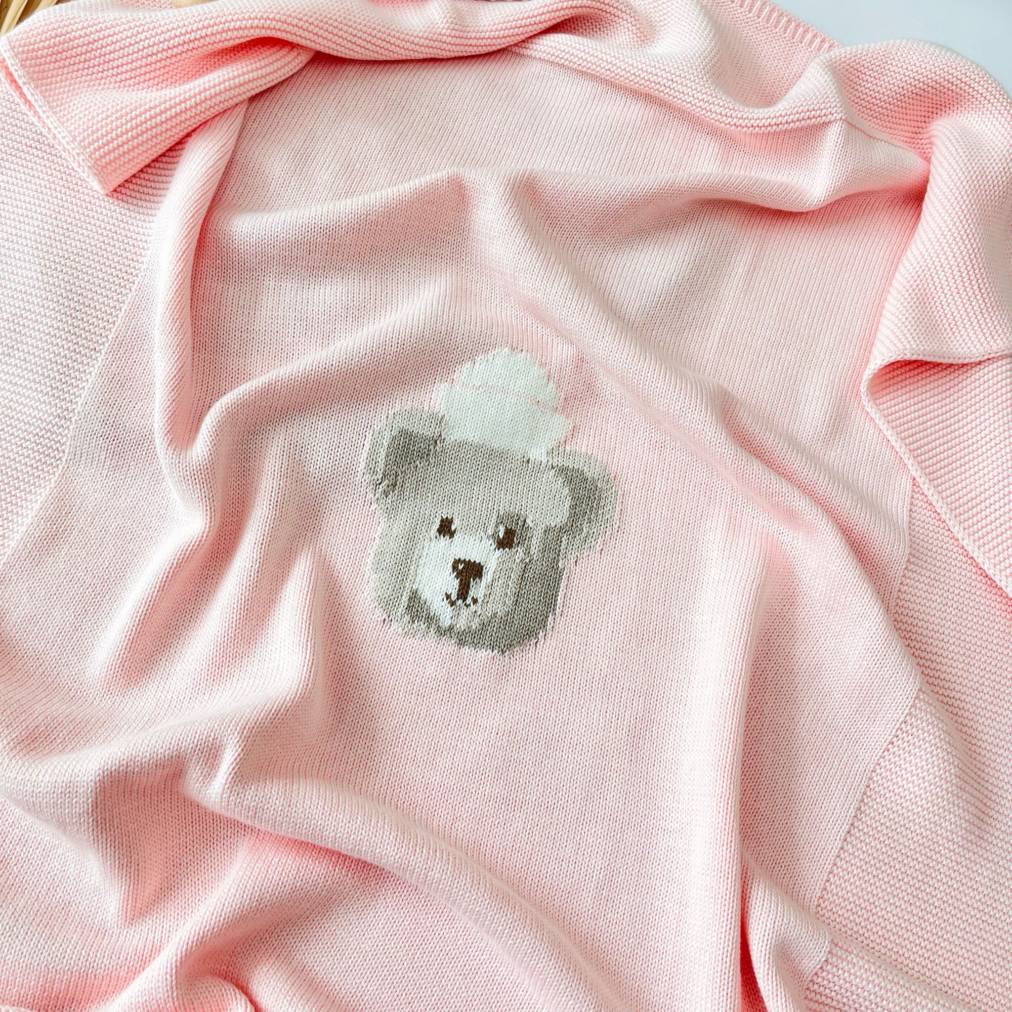 COPERTINA 100% FILO DI COTONE ROSA ORSACCHIOTTO - Noi da piccoli