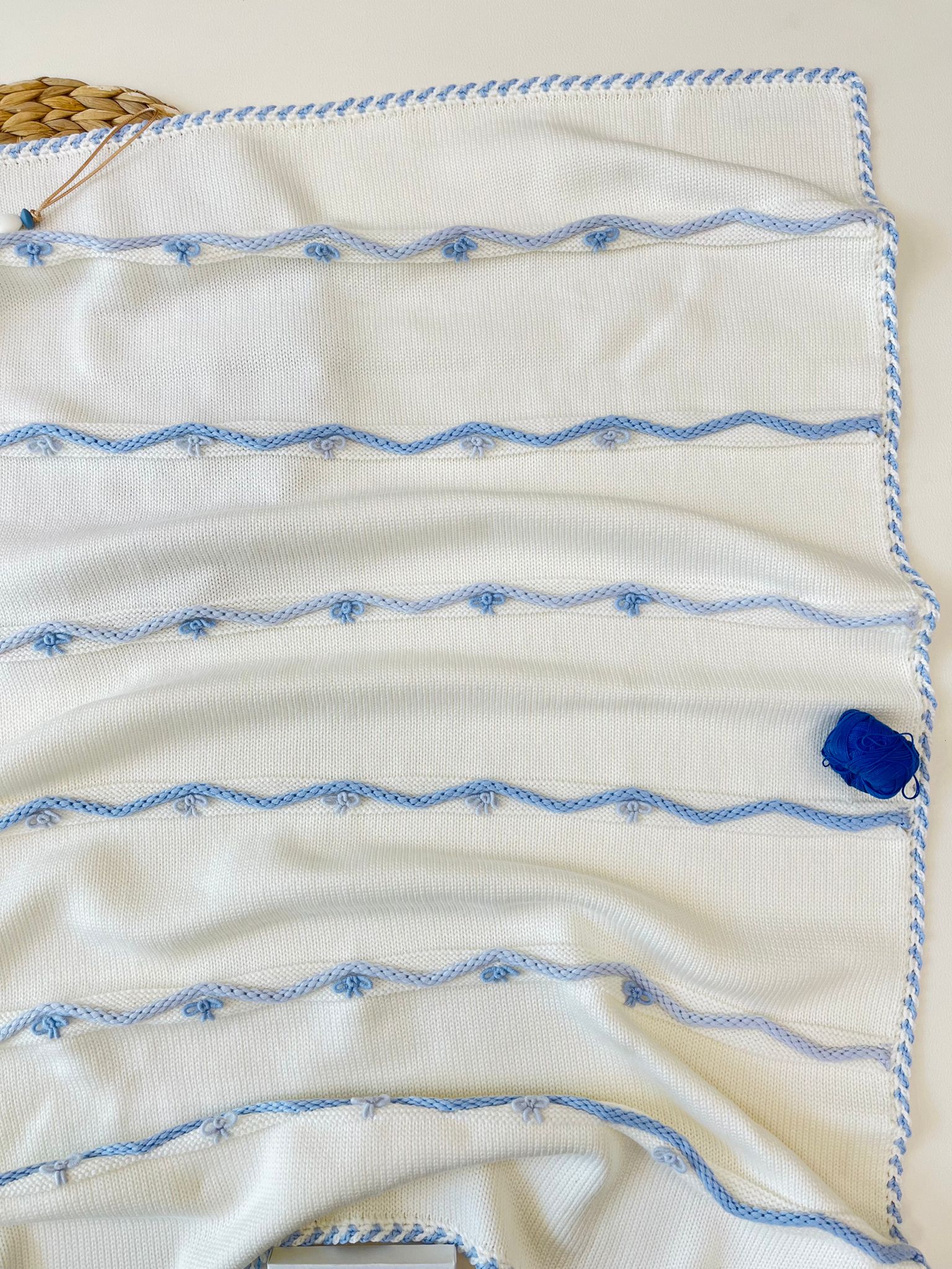 COPERTINA ARTEMIDE 100% LANA MERINO PANNA E CIELO - Noi da piccoli