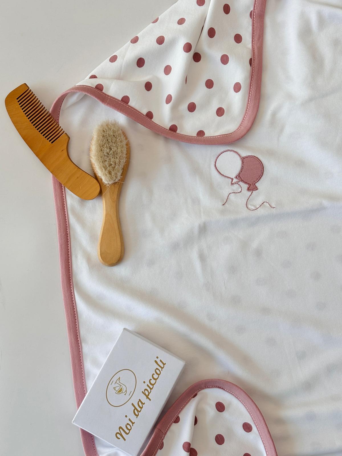 COPERTINA BIANCA A POIS ROSA COTONE - Noi da piccoli