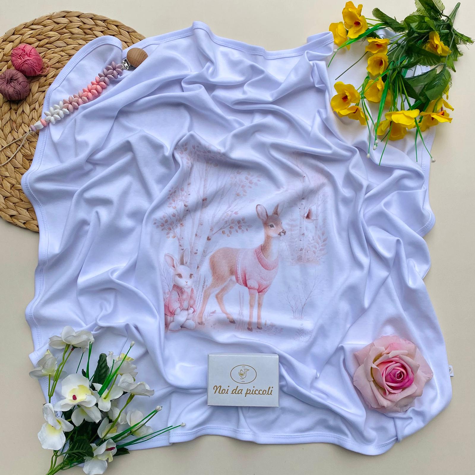 COPERTINA BIANCO E ROSA CON DISEGNINI E FOGLIOLINE - Noi da piccoli