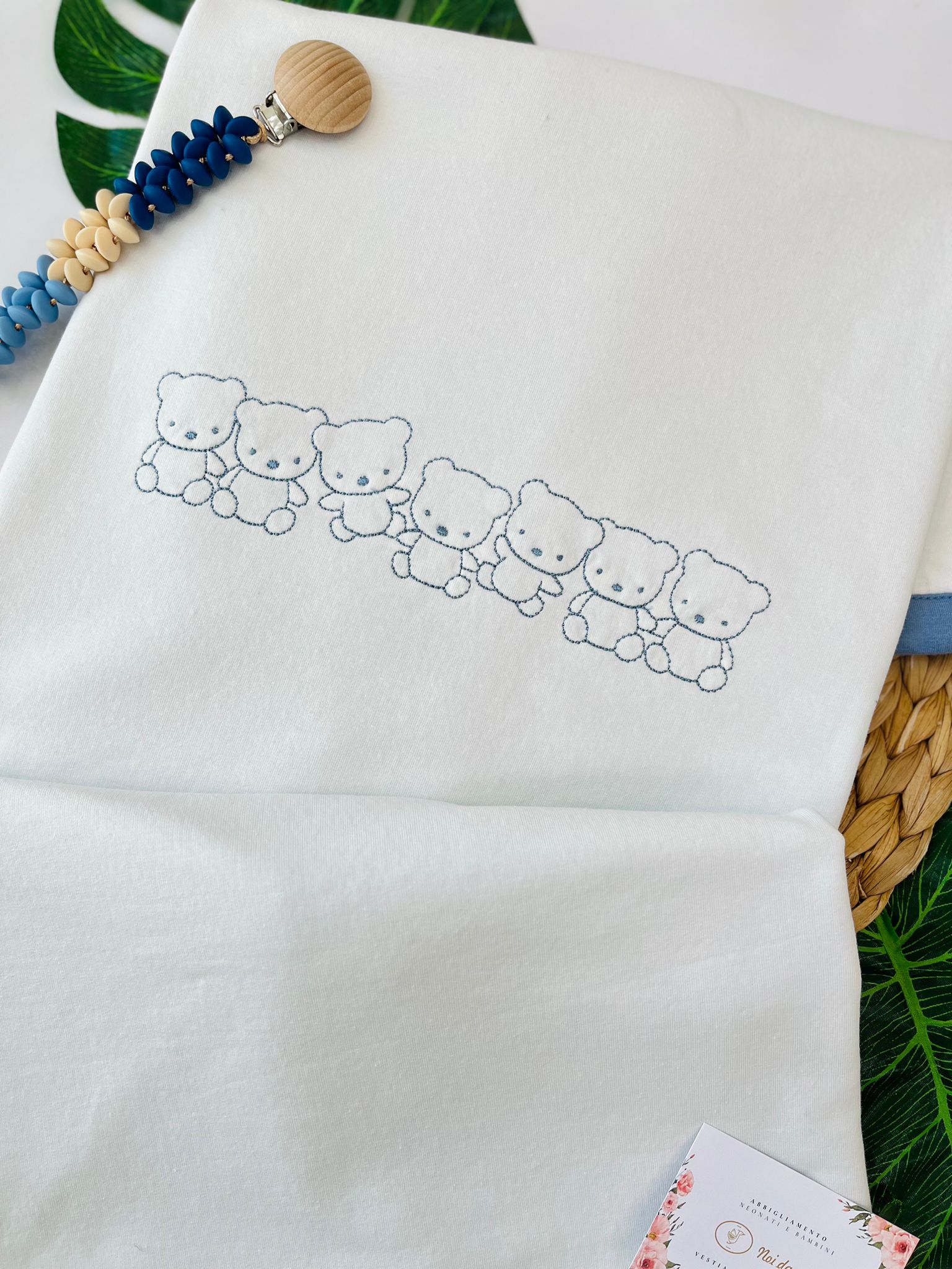 COPERTINA BICOLOR ORSETTO COTONE CALDO PANNA E AVION - Noi da piccoli