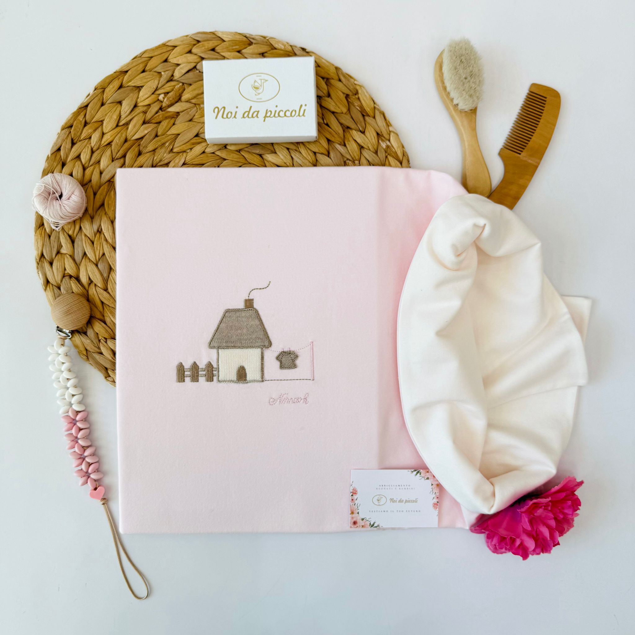 COPERTINA CASETTA IN CAMPAGNA COTONE CALDO ROSA - Noi da piccoli