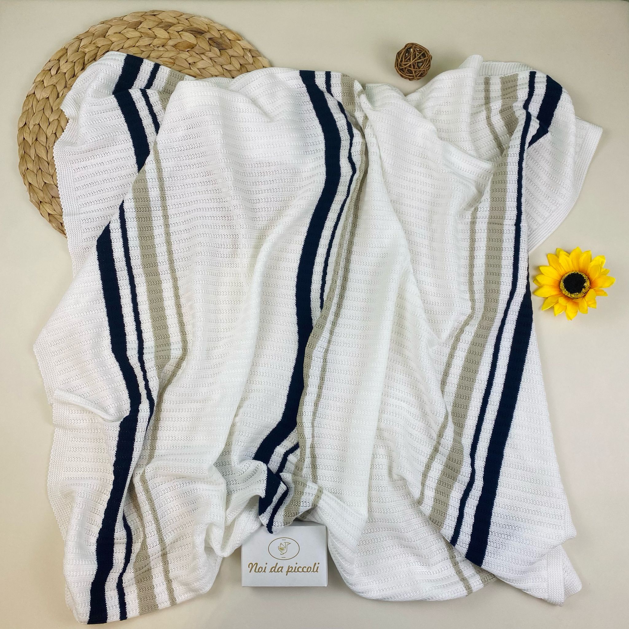 copertina Cotone bianco blu e beige - Noi da piccoli