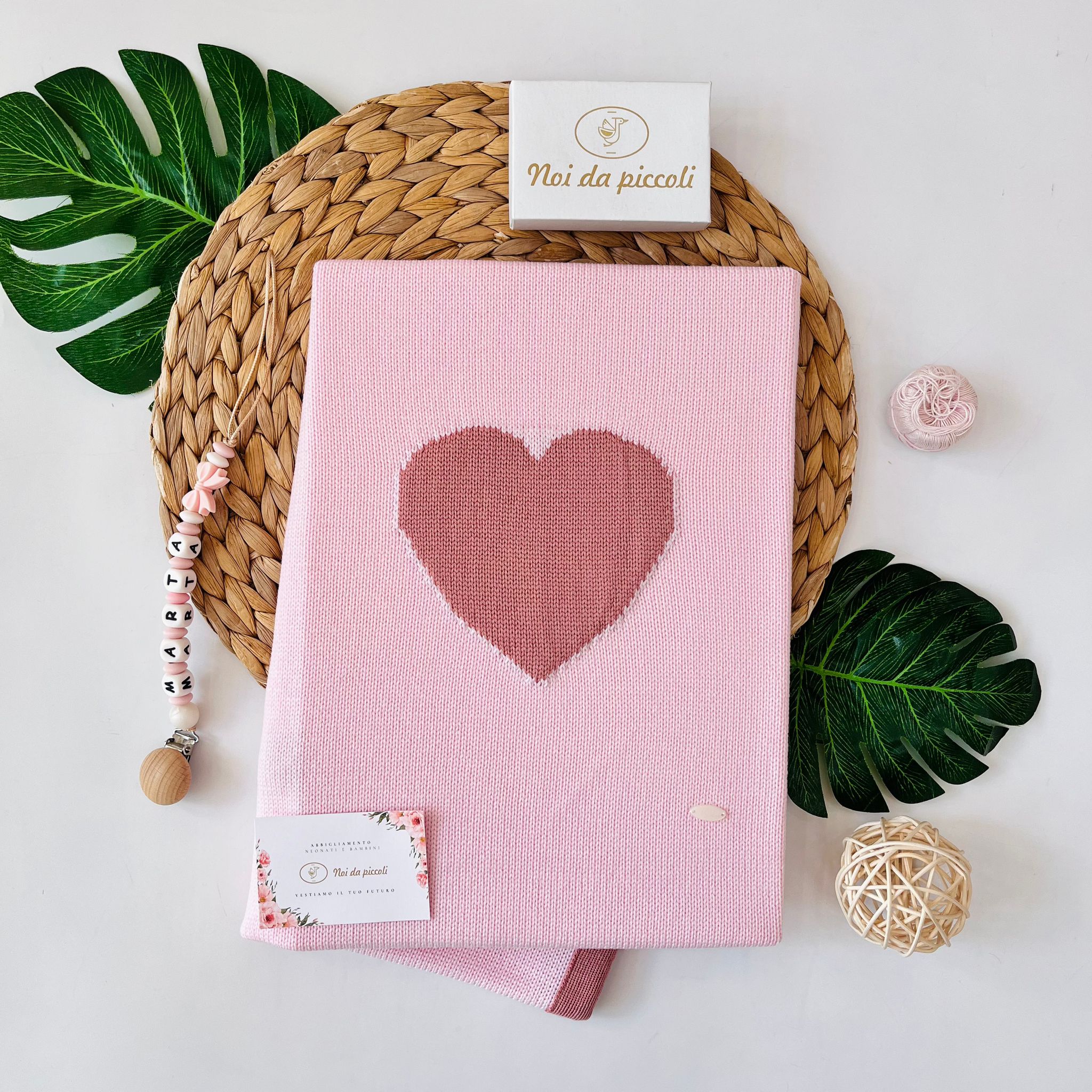 COPERTINA CUORE 100% LANA MALVA - Noi da piccoli