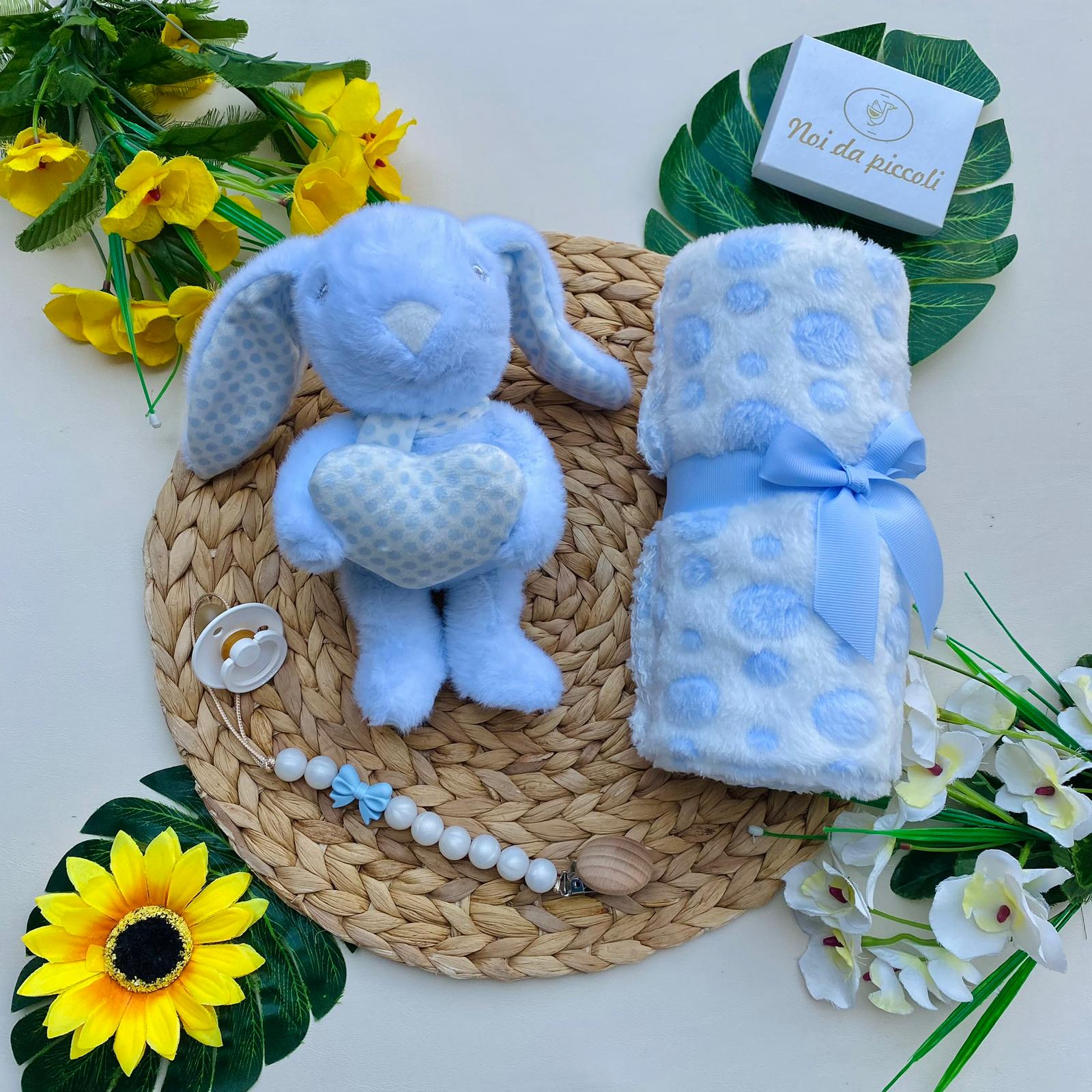 COPERTINA E CONIGLIETTO IN CINIGLIA CINIGLIA CIELO - Noi da piccoli