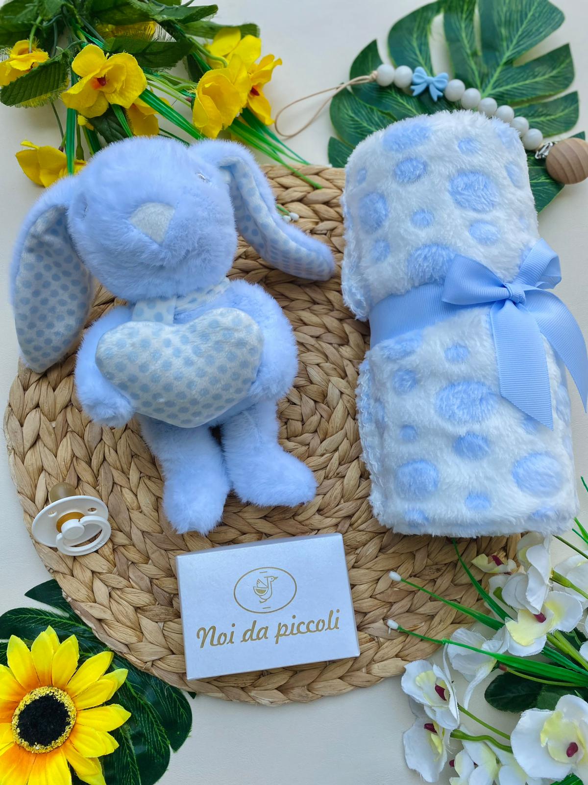 COPERTINA E CONIGLIETTO IN CINIGLIA CINIGLIA CIELO - Noi da piccoli