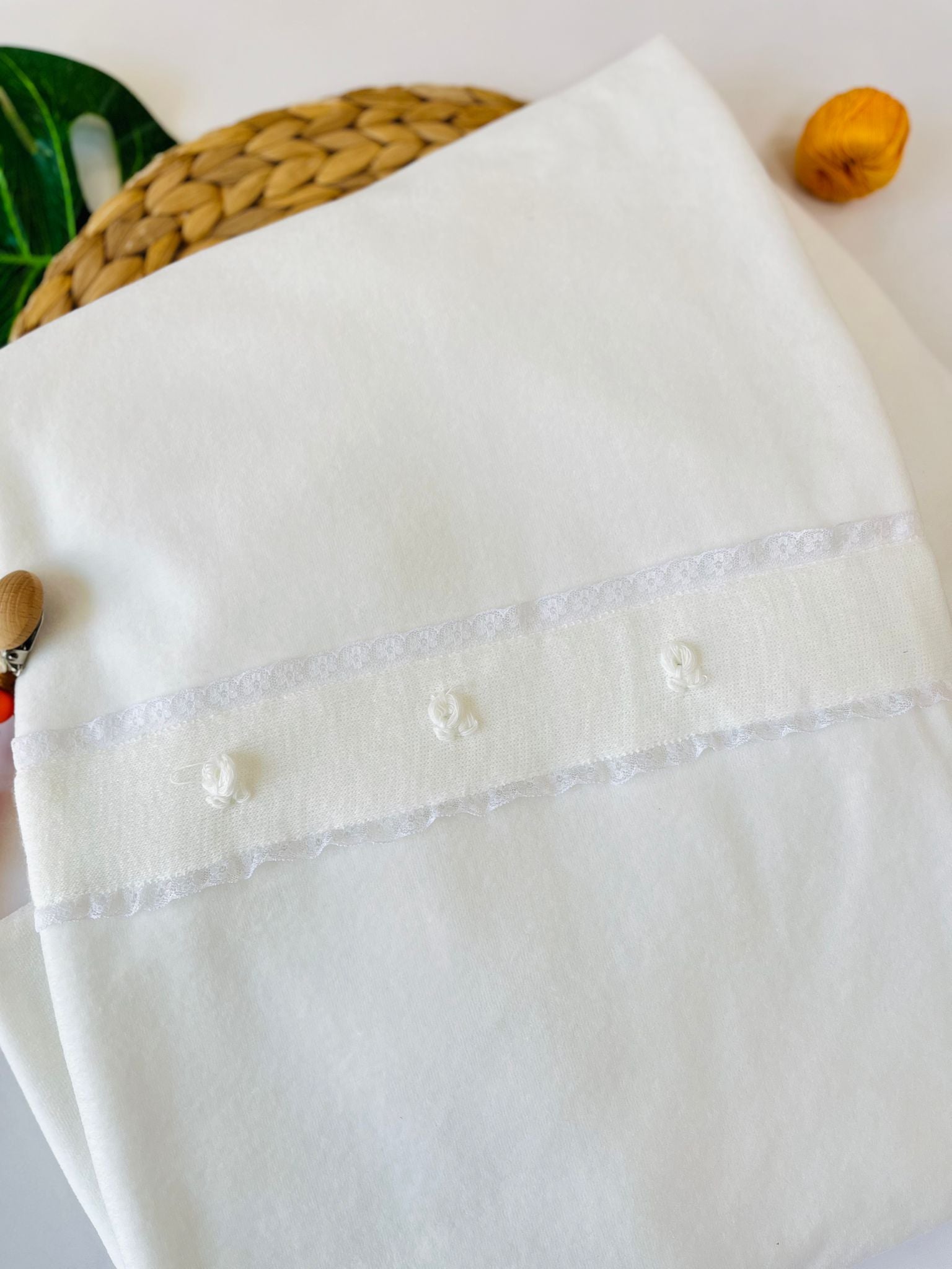 COPERTINA FASCIA CENTRALE FIORI CINIGLIA PANNA - Noi da piccoli