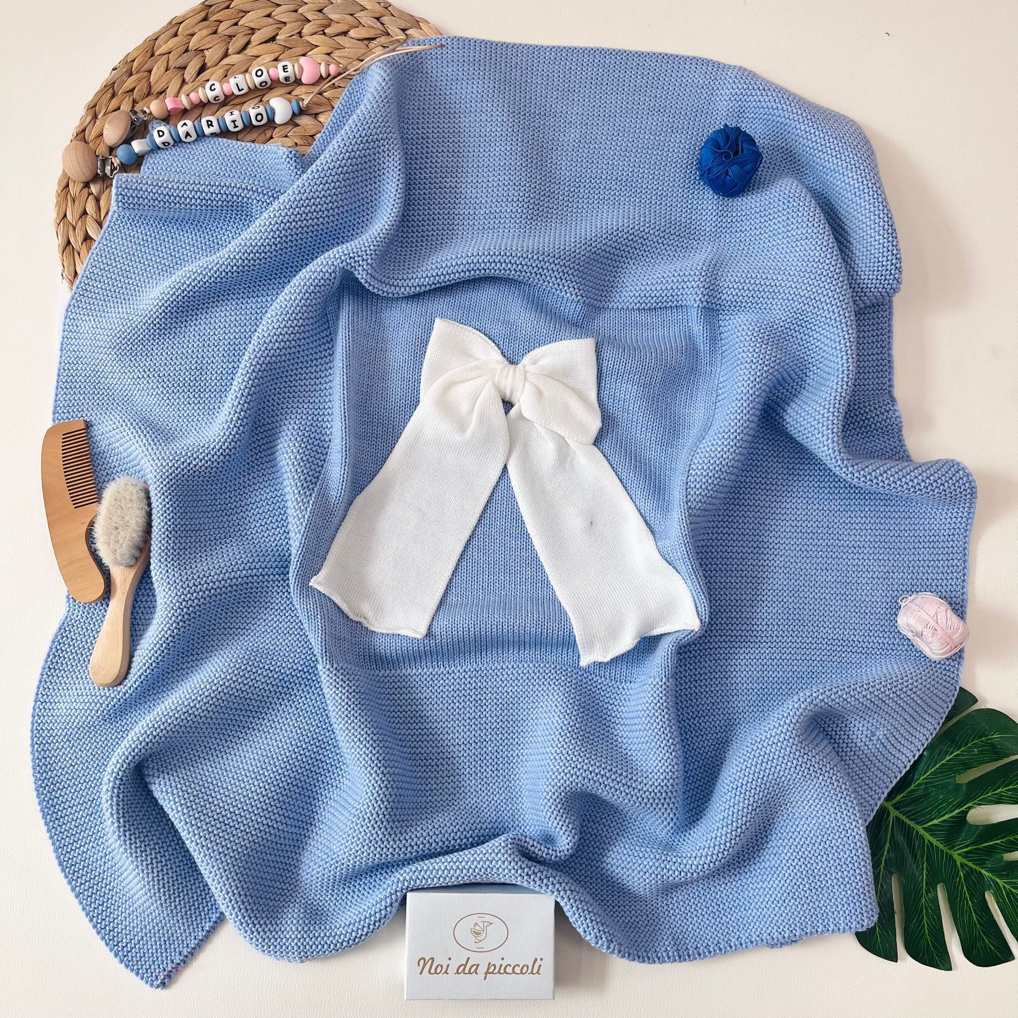 COPERTINA FIOCCONE 100% lana merino extrafine SUGAR - Noi da piccoli