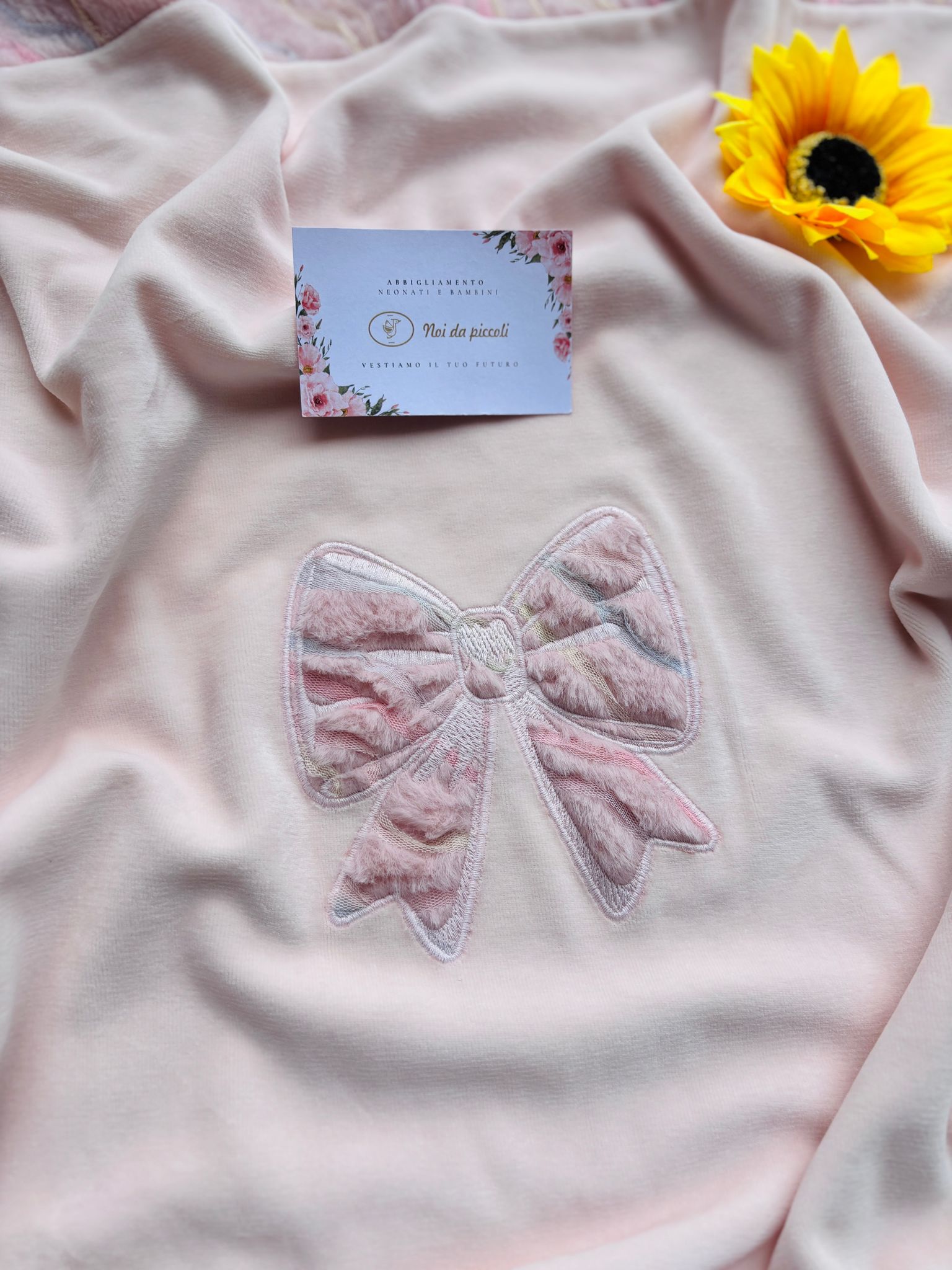 COPERTINA IN CINIGLIA CON FIOCCO COLORATO ROSA - Noi da piccoli