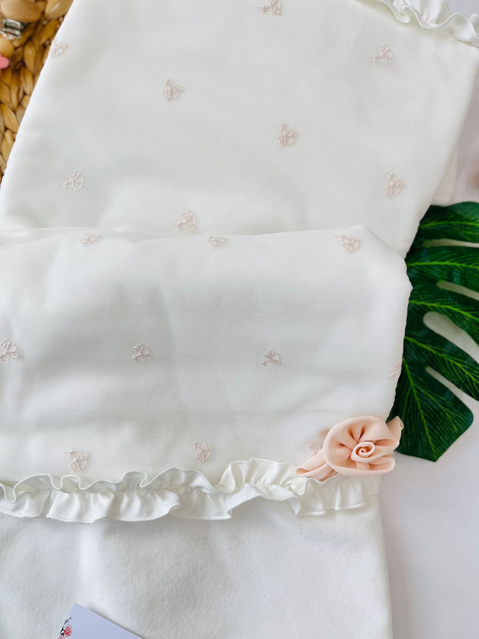 COPERTINA IN CINIGLIA PANNA E ROSA - Noi da piccoli