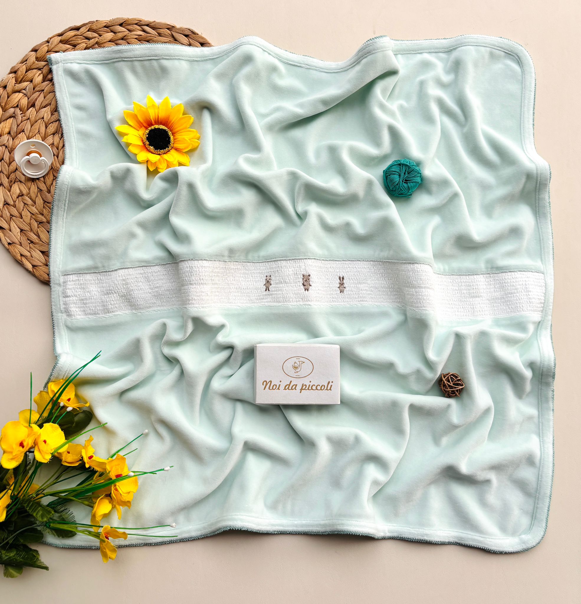 COPERTINA IN CINIGLIA VERDE ACQUA - Noi da piccoli